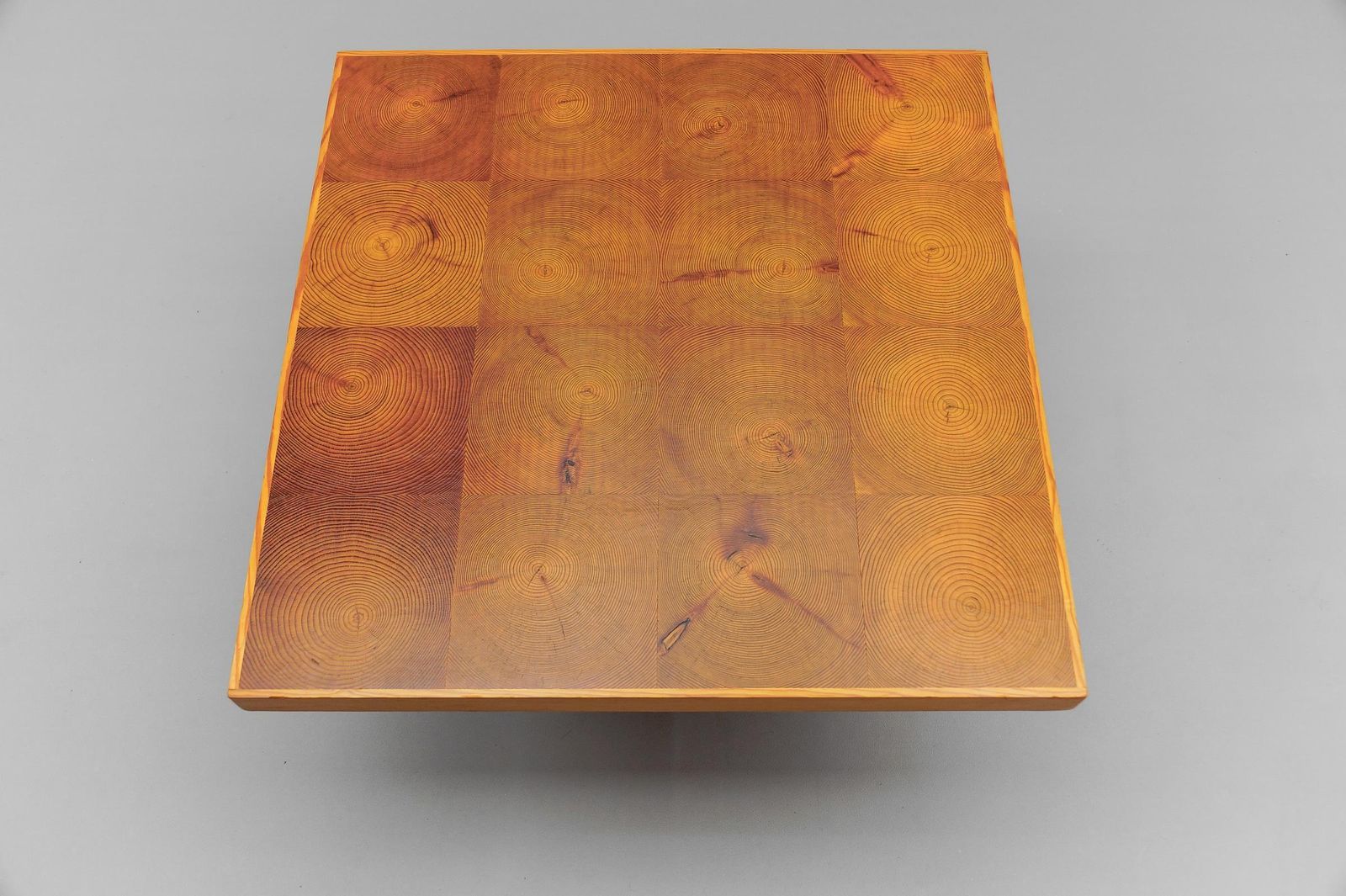Mid Century Modern Square Pine Wood Coffee Table, Scandinavian Modern 1960s photo vintage