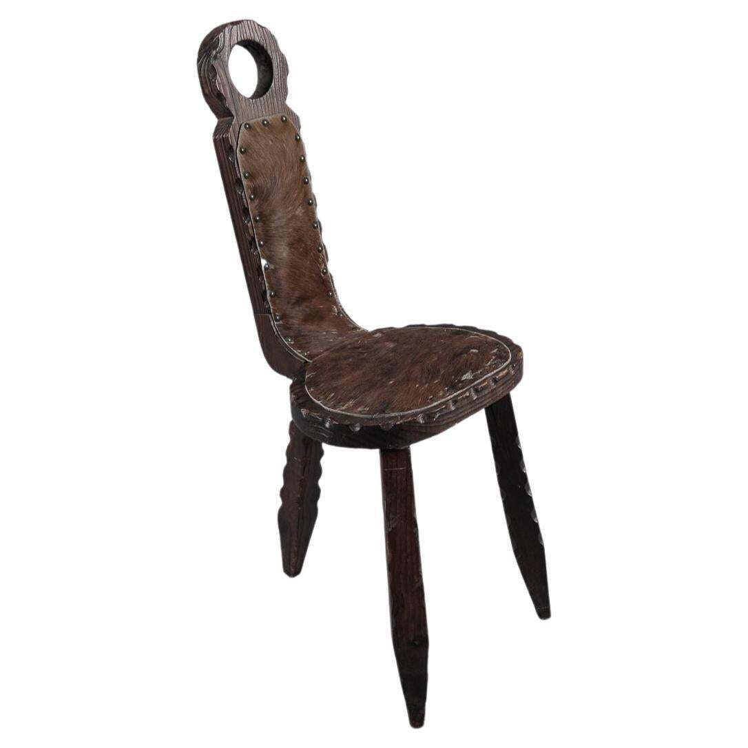 3 Legged Brutalist Rustic Modern Sculptured Chair, 1960s France