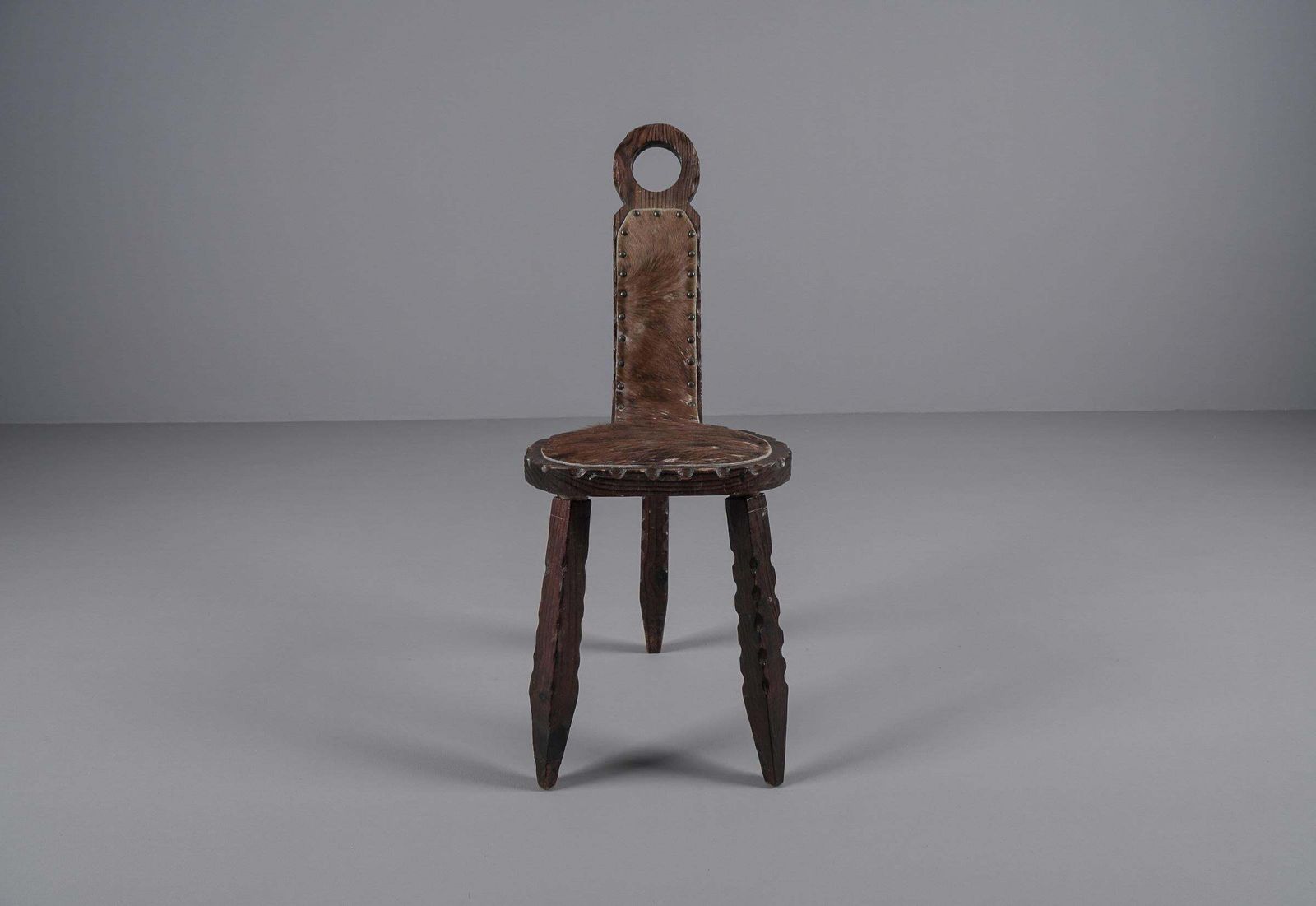 3 Legged Brutalist Rustic Modern Sculptured Chair, 1960s France photo for sale