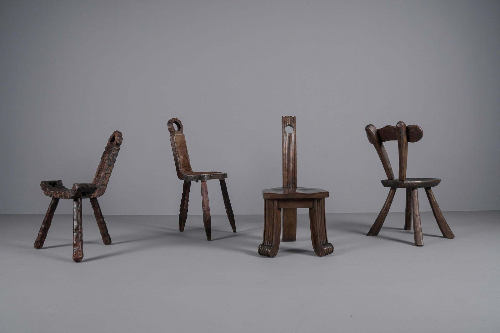 Furniture 3 Legged Brutalist Rustic Modern Sculptured Chair, 1960s France photo