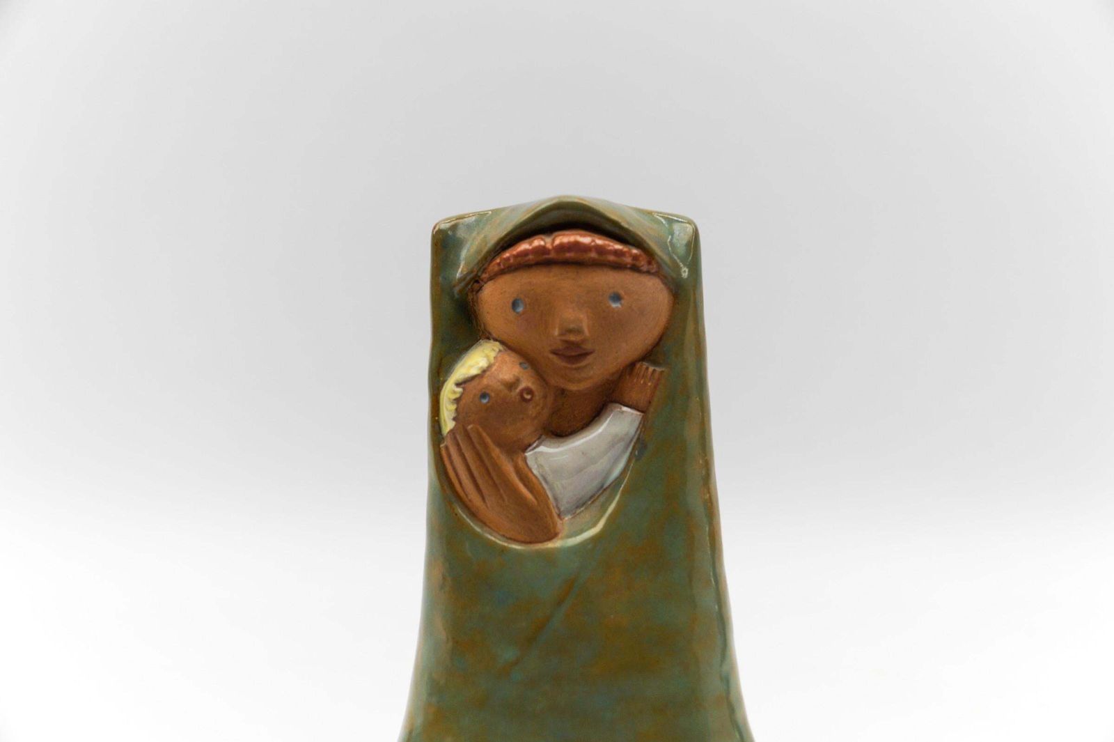 Very Rare Hungarian Ceramic Sculpture Of A Mother And Child, 1960s photo Art