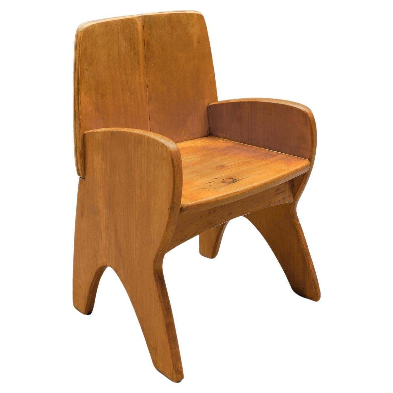 Awesome And Rare Scandinavian Wooden Childs Chair, 1960s