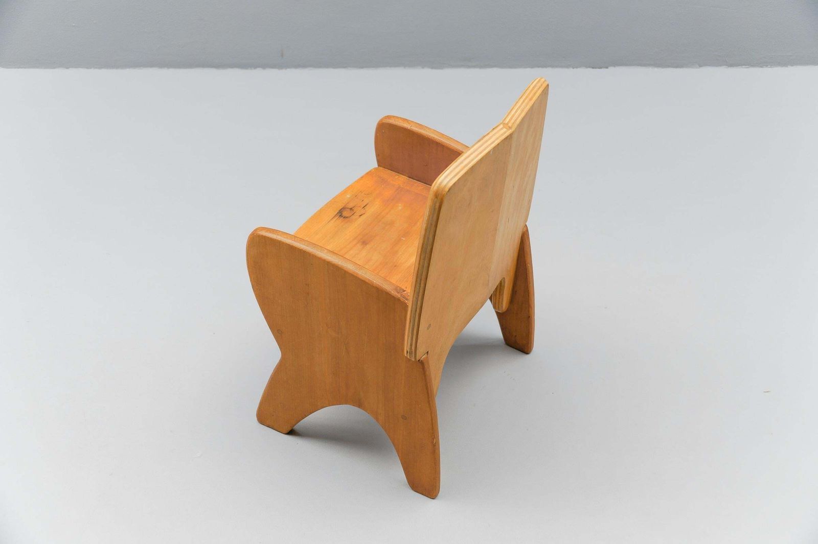 photo for sale Awesome And Rare Scandinavian Wooden Childs Chair, 1960s