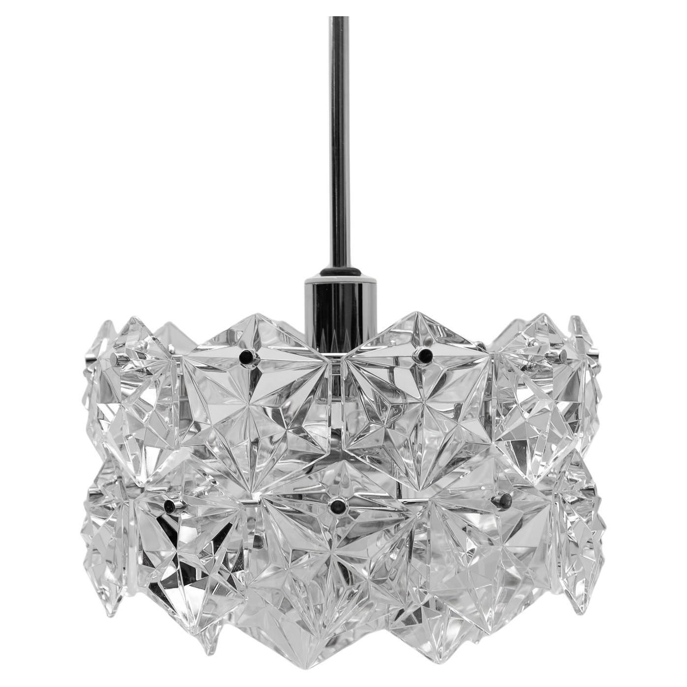 Stunning Chandelier Made Of Chrome And Crystal Glass By Kinkeldey, 1970s Germany