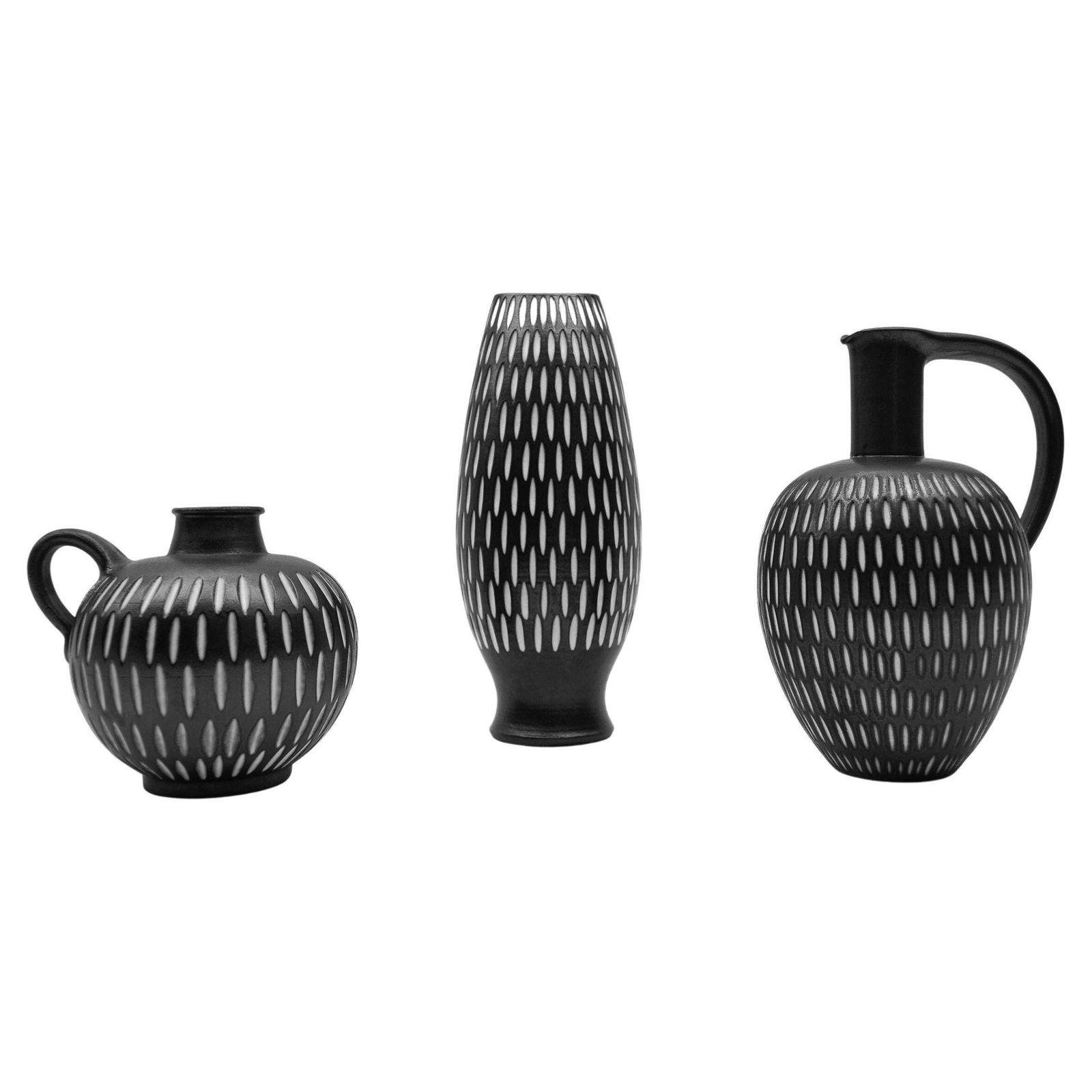 Set Of 3 Studio Ceramic Vases By Wilhelm & Elly Kuch, 1960s, Germany