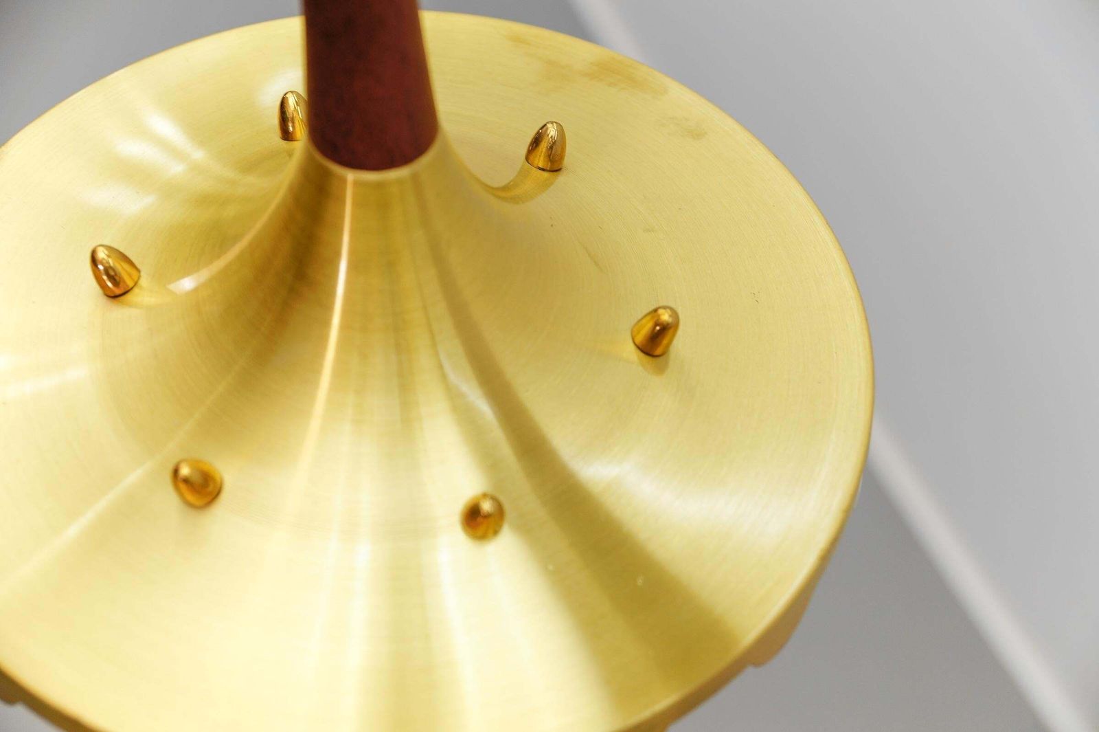 807.0 Lovely And Rare Scandinavian Teak, Opaline Glass And Brass Lamp, 1960s photo