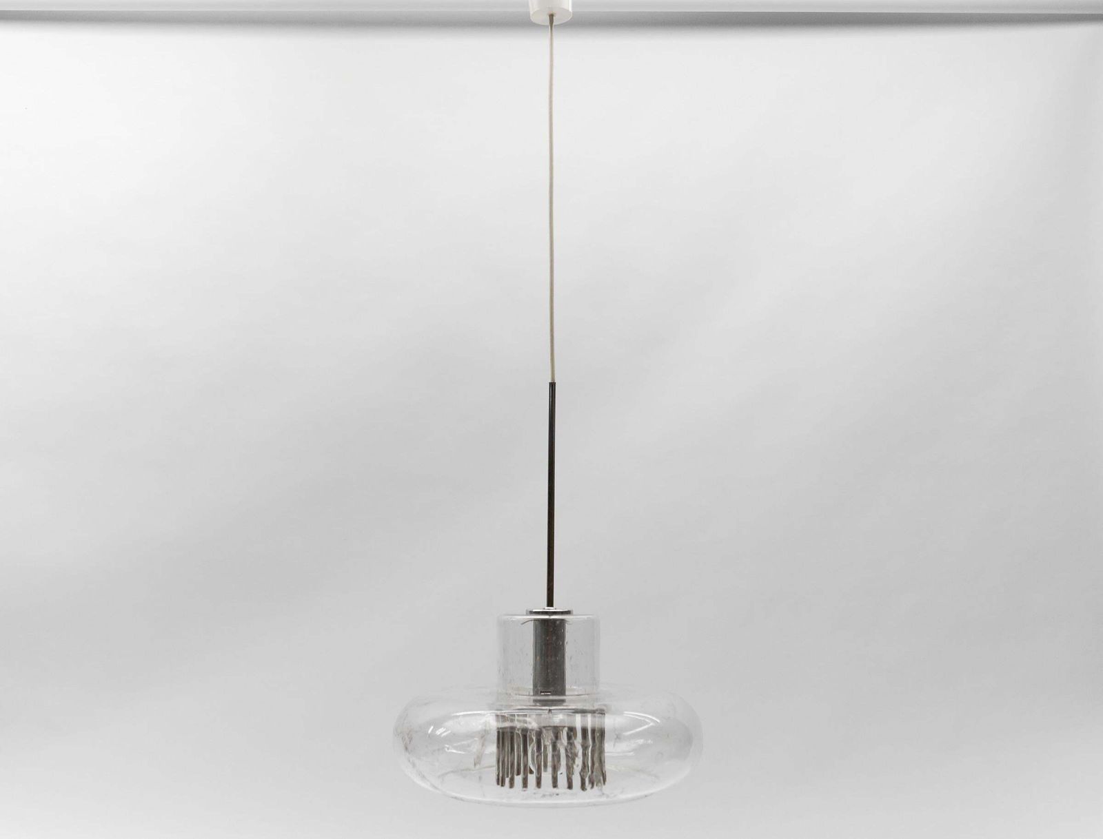 Mid Century Modern Chrome & Glass Pendant Lamp By Doria, 1960s Germany photo Lighting