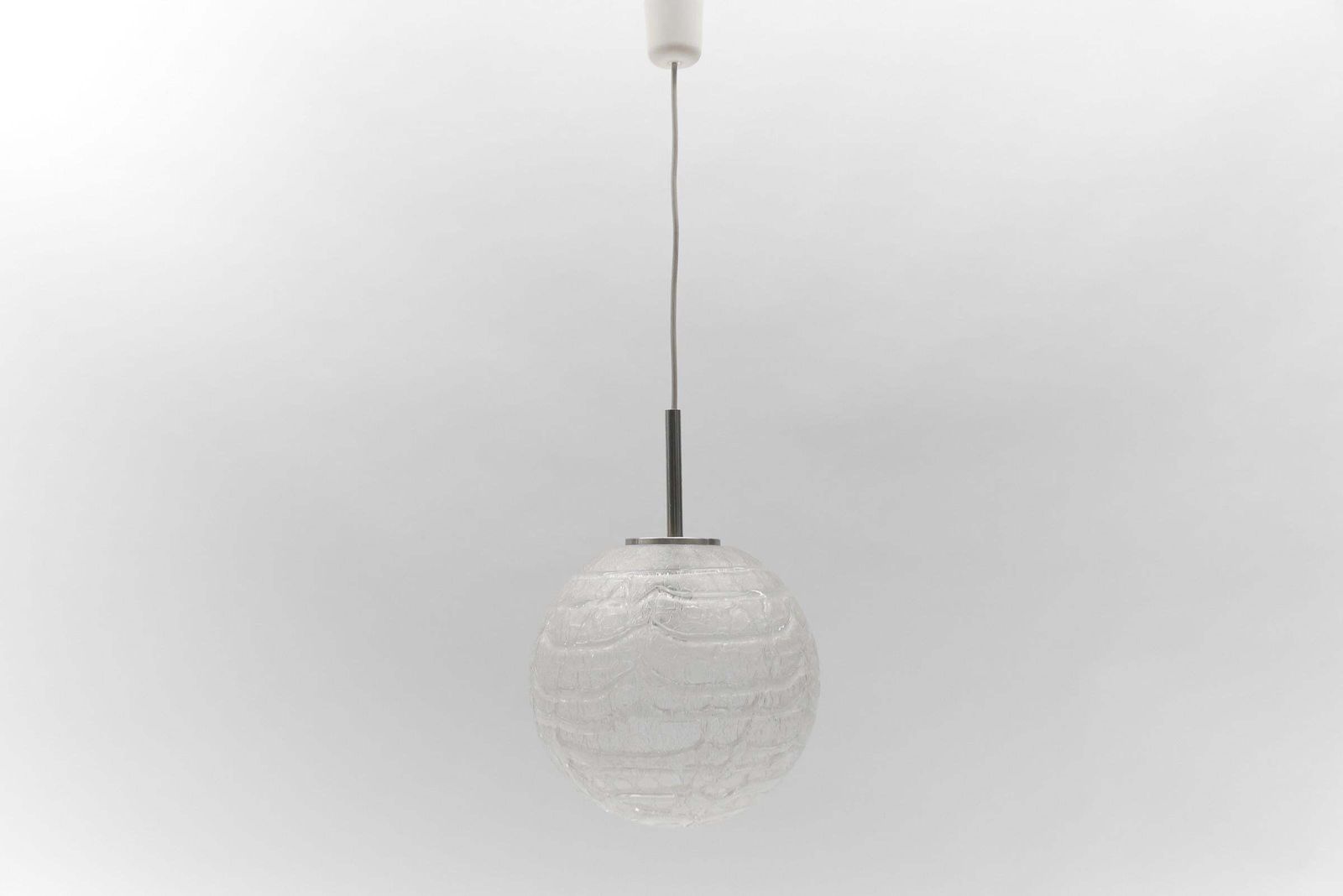 Large Ice Glass Ball Pendant Lamp By Doria, 1960s Germany photo furniture