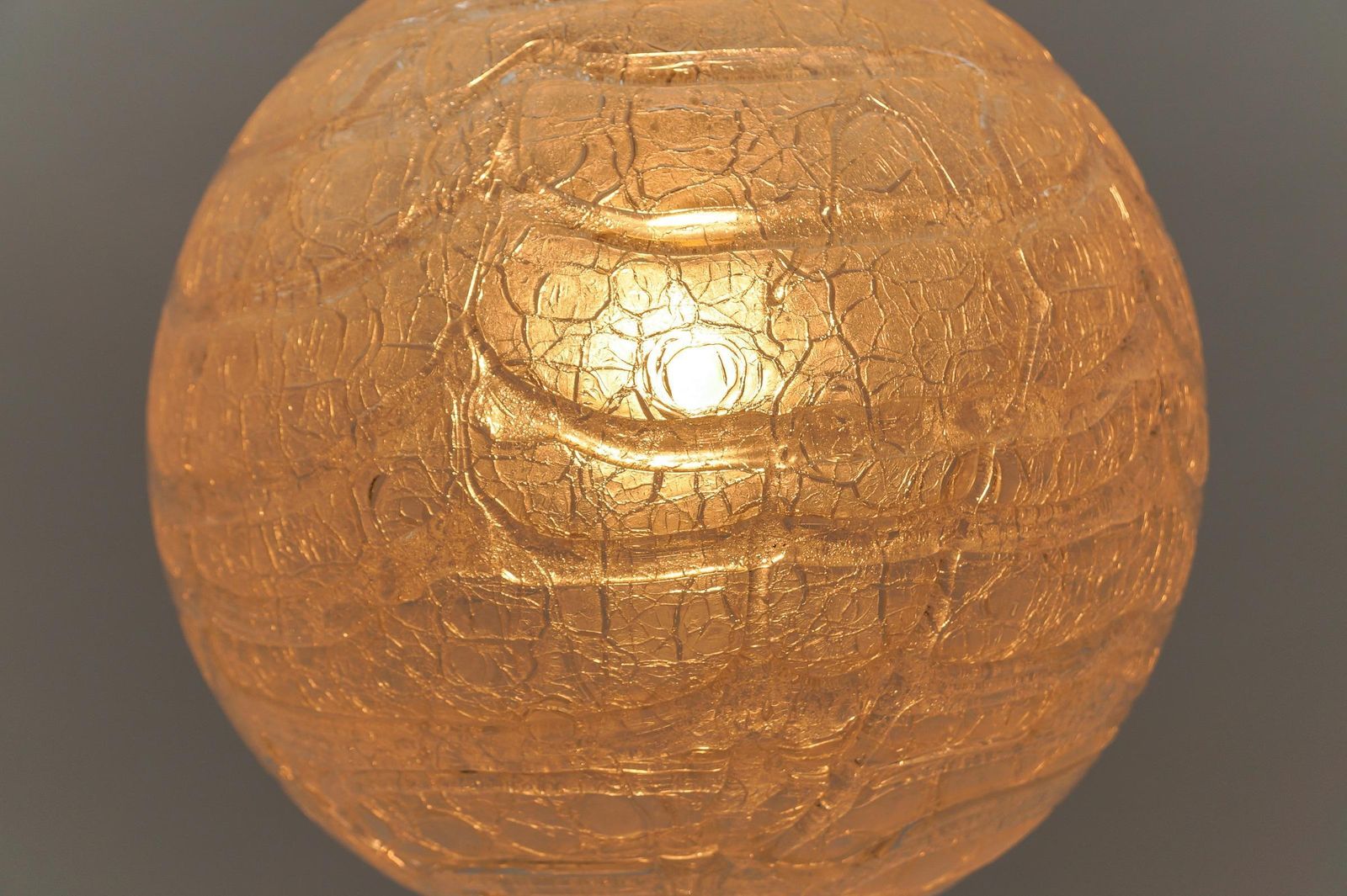 Large Ice Glass Ball Pendant Lamp By Doria, 1960s Germany photo vintage