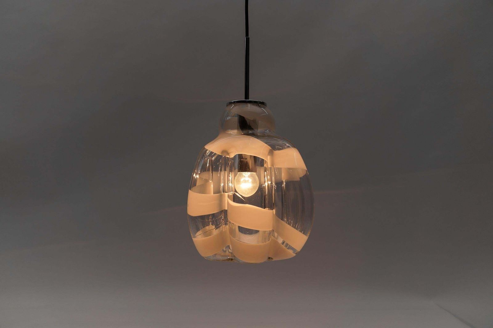 Mid Century Modern Chrome & Murano Glass Pendant Lamp By Doria, 1960s Germany photo vinterior