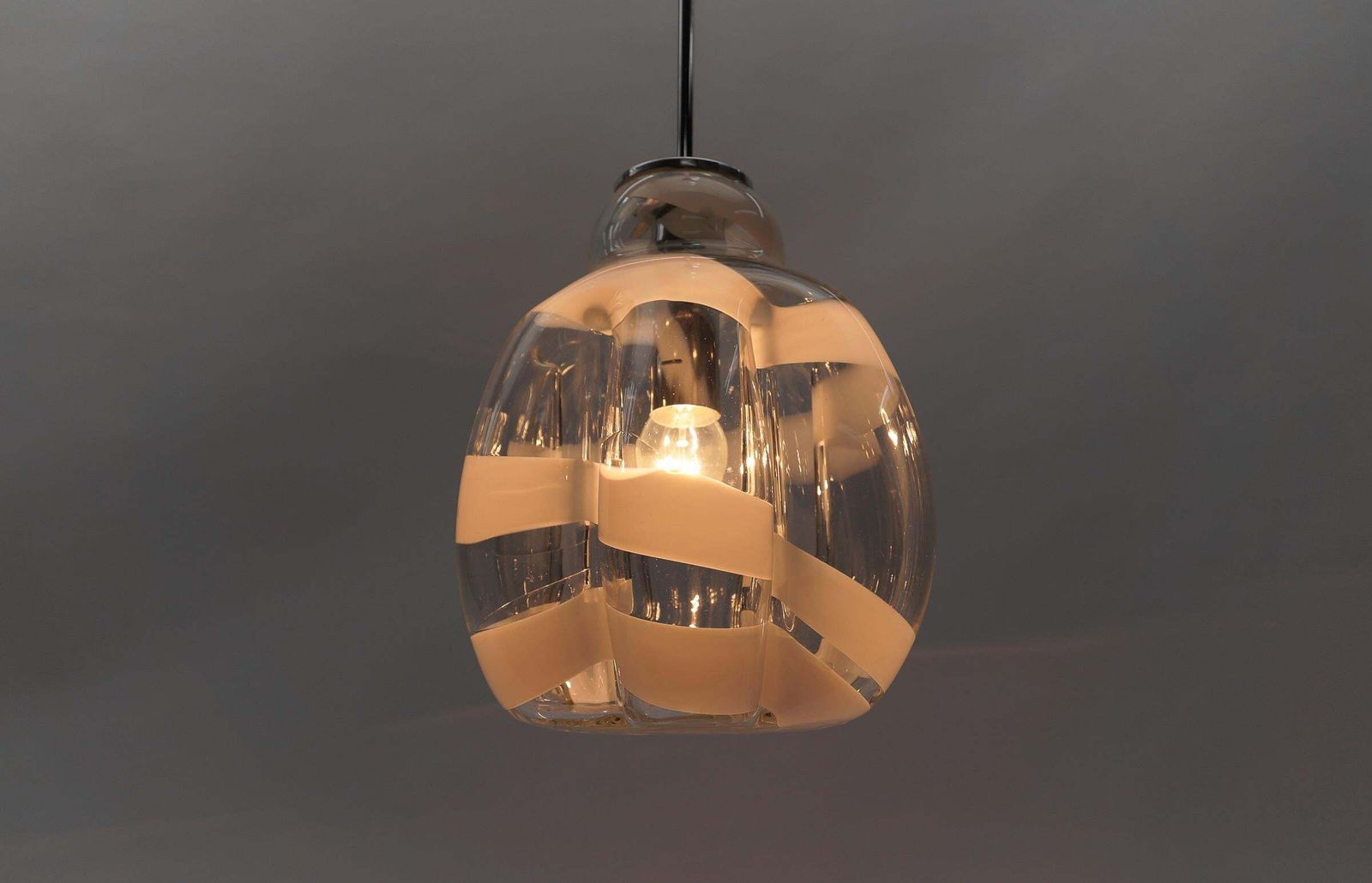 Mid Century Modern Chrome & Murano Glass Pendant Lamp By Doria, 1960s Germany photo buy