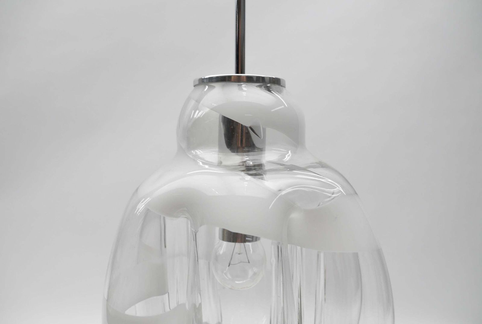 photo furniture Mid Century Modern Chrome & Murano Glass Pendant Lamp By Doria, 1960s Germany