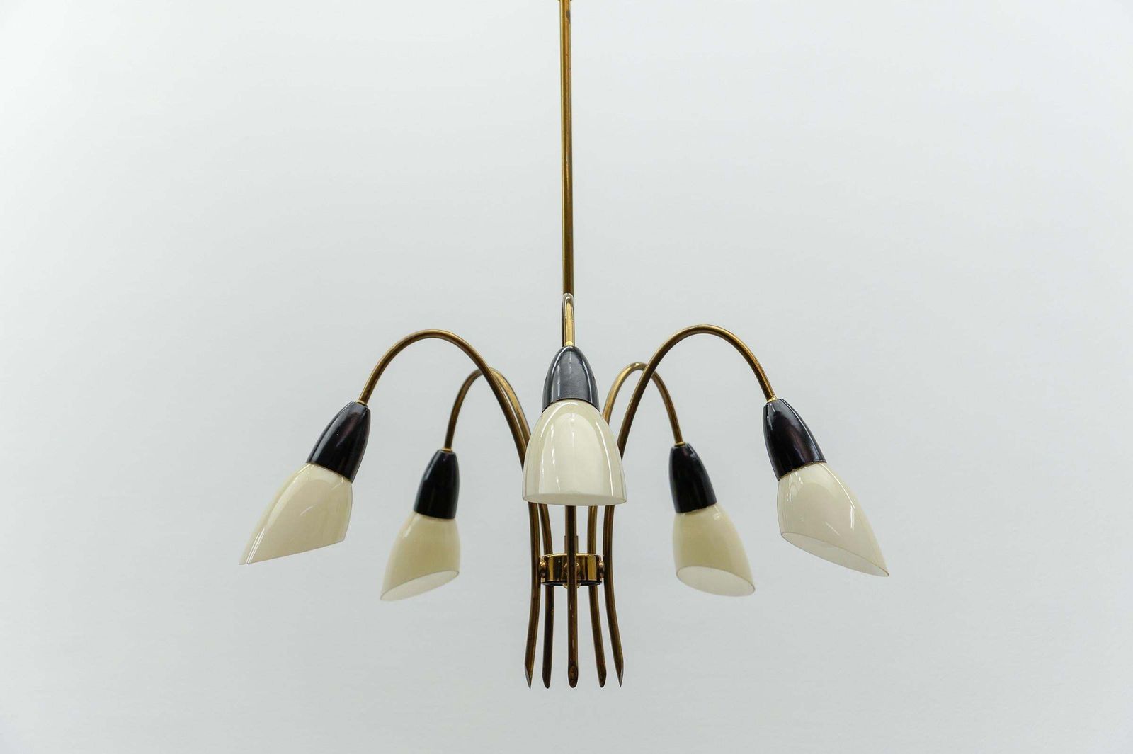 Awesome Brass Spider Lamp With Glass Shades, 1950s Italy photo Lighting