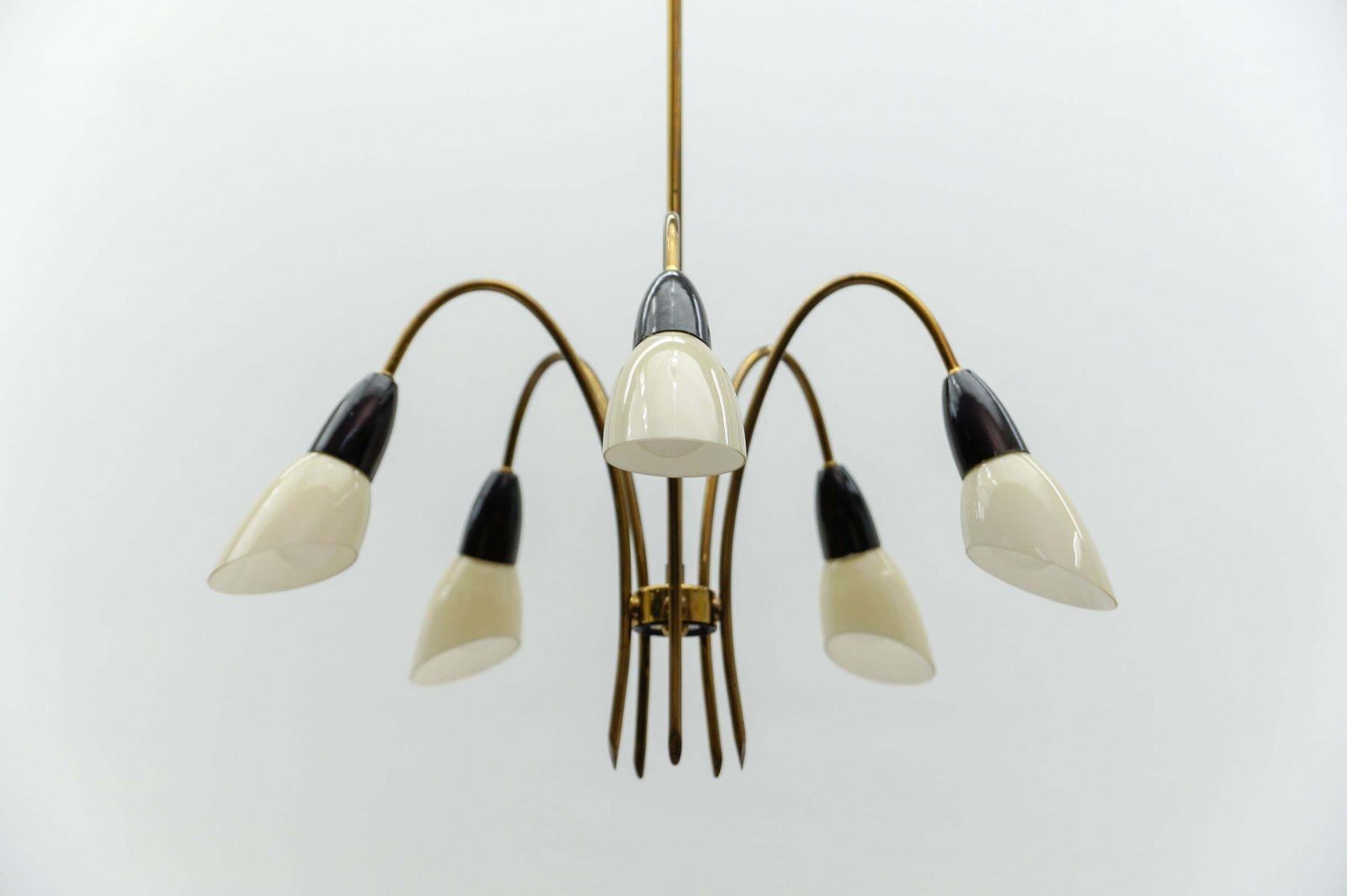 photo furniture Awesome Brass Spider Lamp With Glass Shades, 1950s Italy