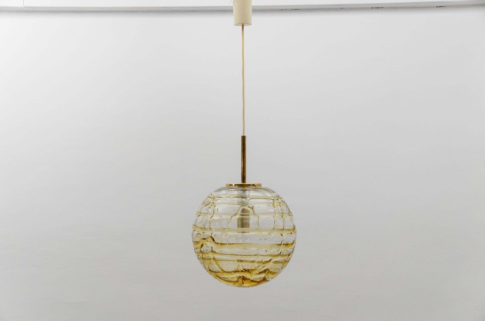 Lovely Yellow Murano Glass Ball Pendant Lamp By Doria,   1960s Germany photo furniture