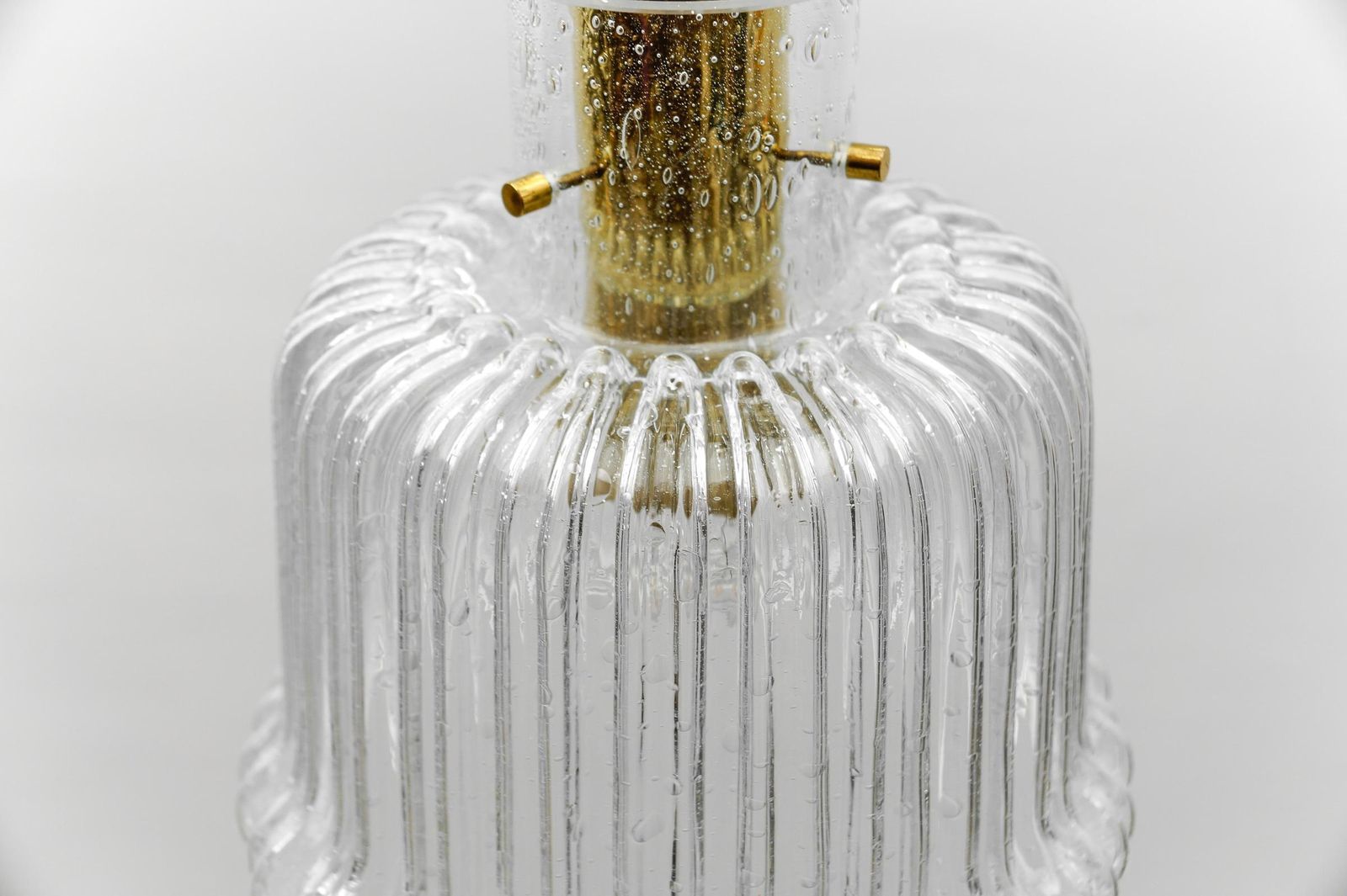 Lighting Brass And Crystal Glass Ceiling Lamp By Limburg, Germany 1960s photo