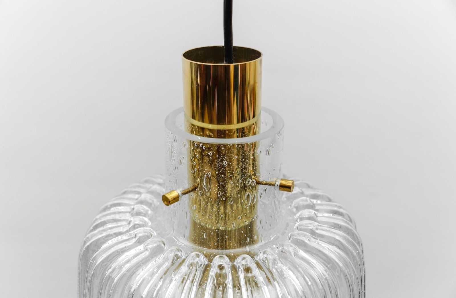 photo vinterior Brass And Crystal Glass Ceiling Lamp By Limburg, Germany 1960s