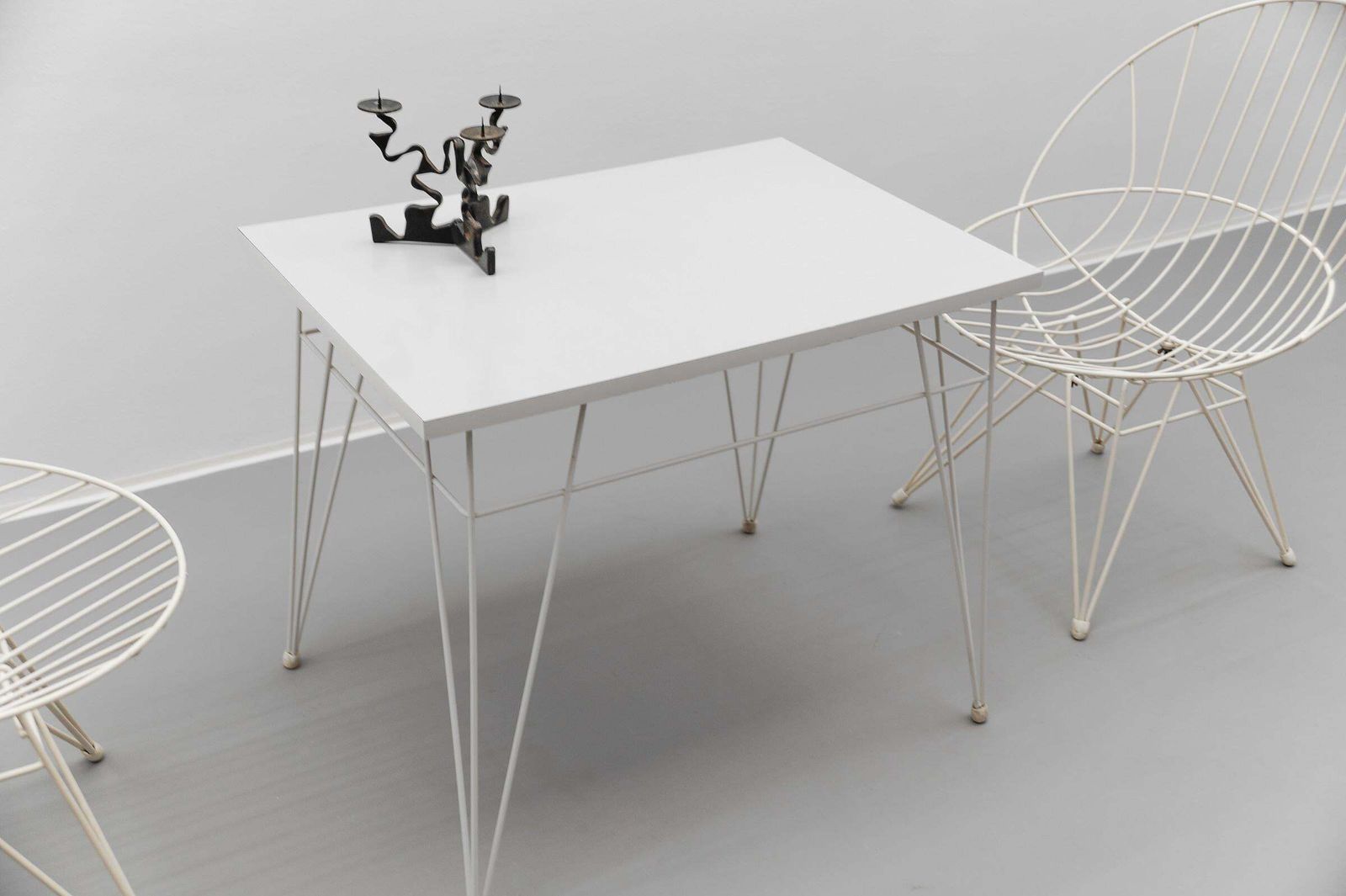 photo furniture 2x Combex Wire Chair + Table By Cees Braakman For Pastoe, 1950er Netherlands