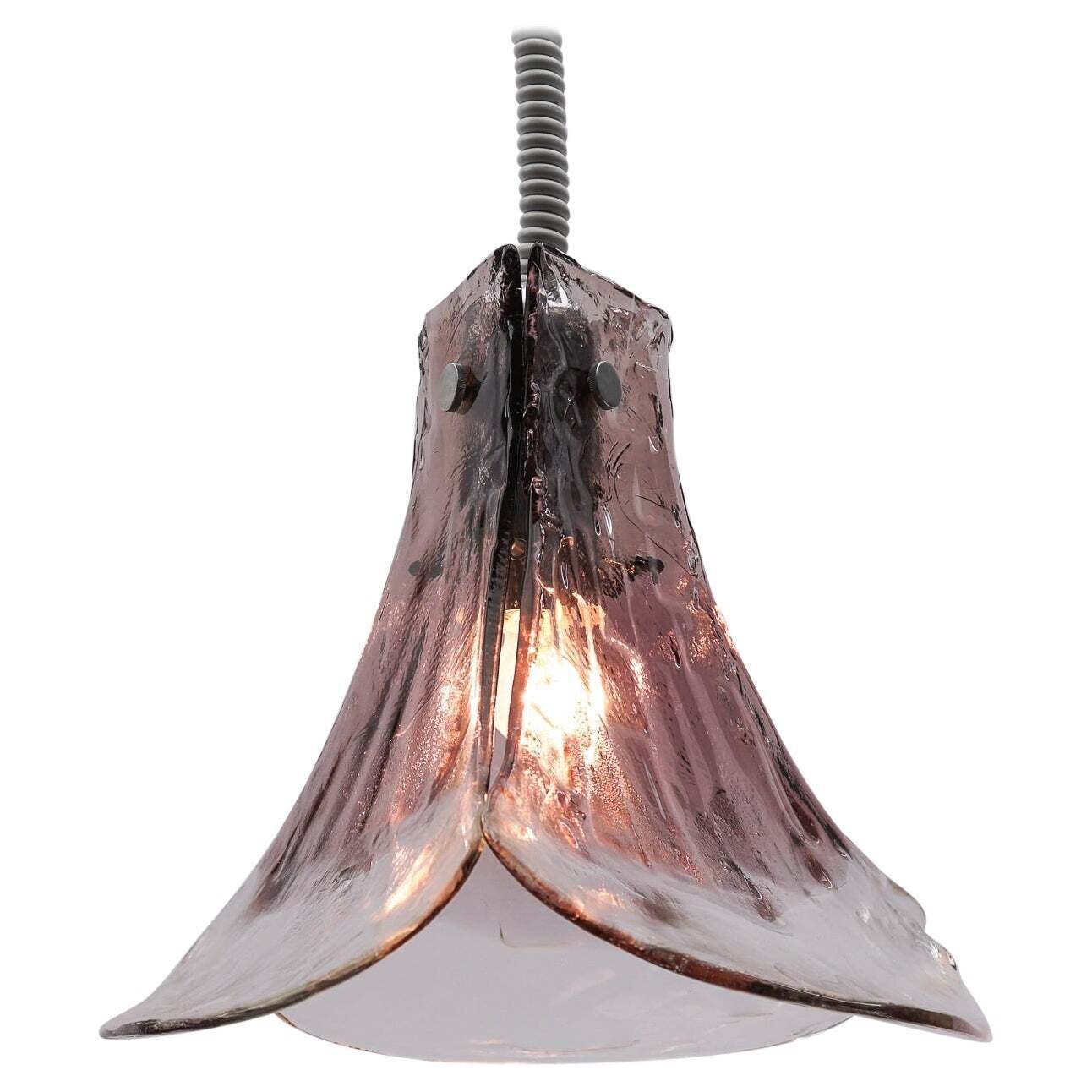 Lovely Violet Pendant Lamp For J.T. Kalmar In Murano Glass By Carlo Nason, 1970s