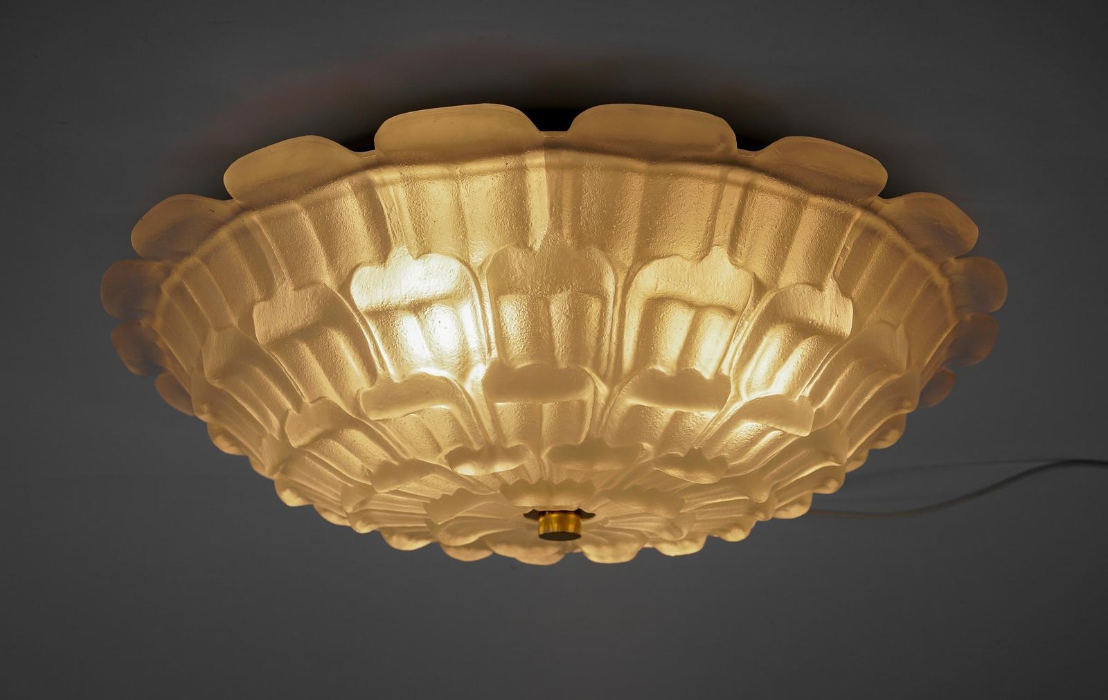 Lovely Elegant Stained Glass Flush Mount, 1960s France photo vinterior