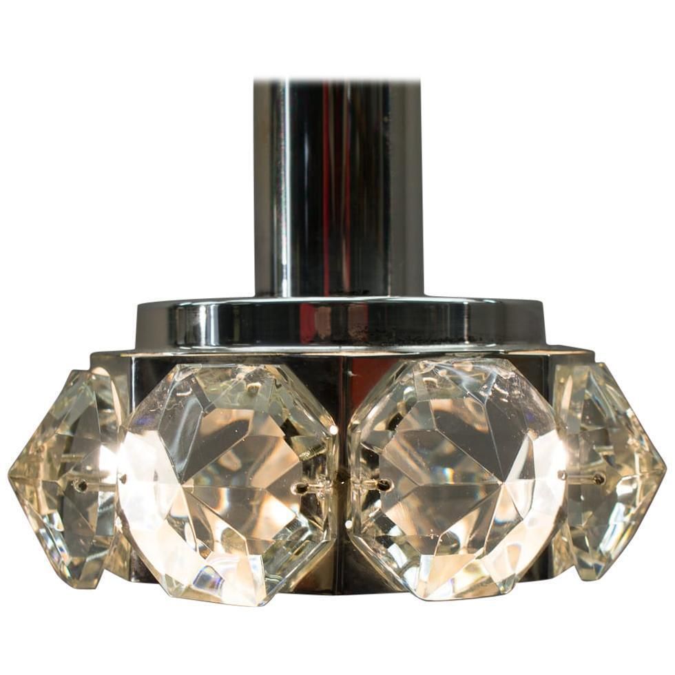 Lovely Bakalowits & Söhne Ceiling Lamp With Large Glass Diamonds, 1970s