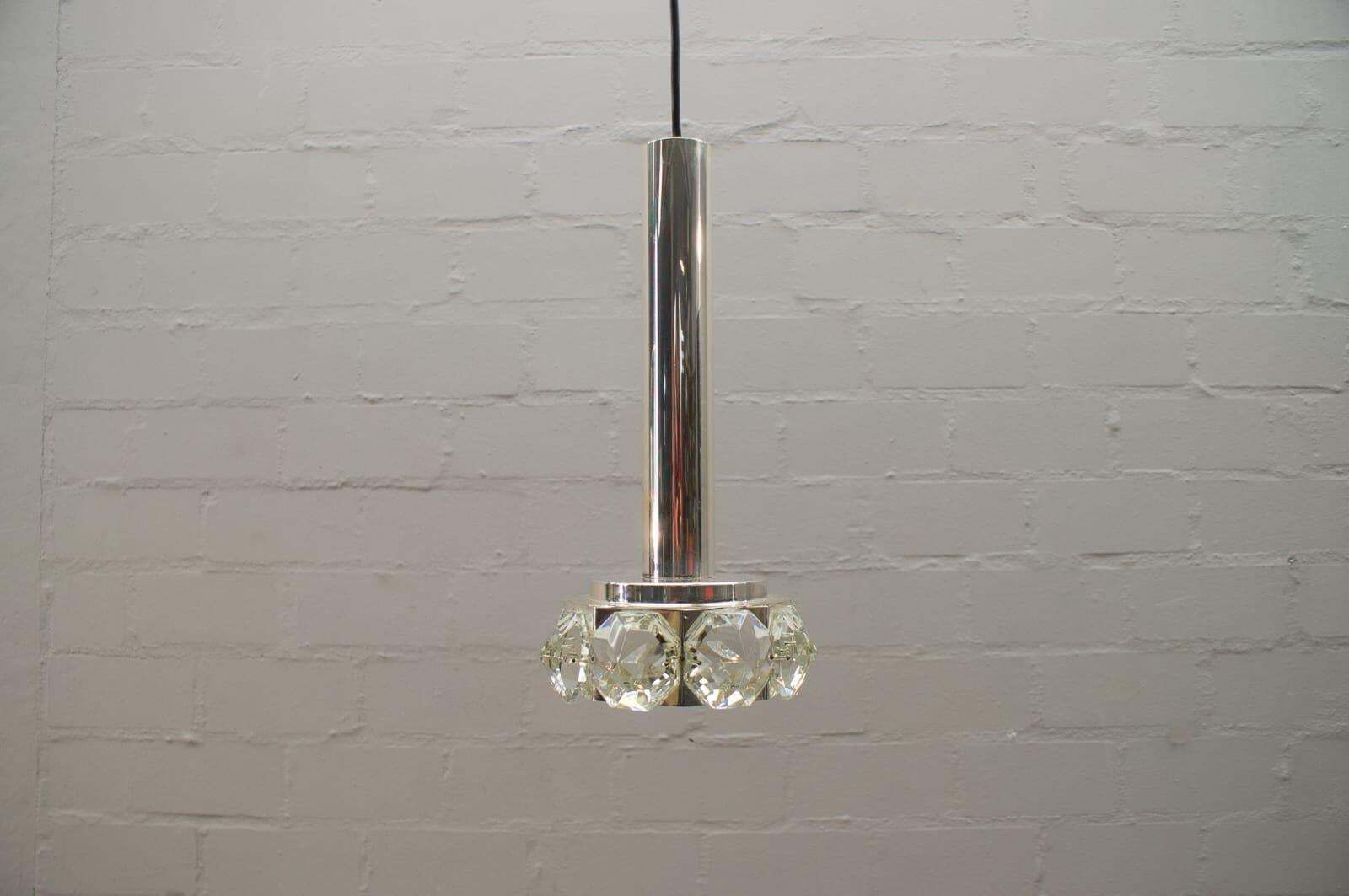 Lovely Bakalowits & Söhne Ceiling Lamp With Large Glass Diamonds, 1970s photo for sale