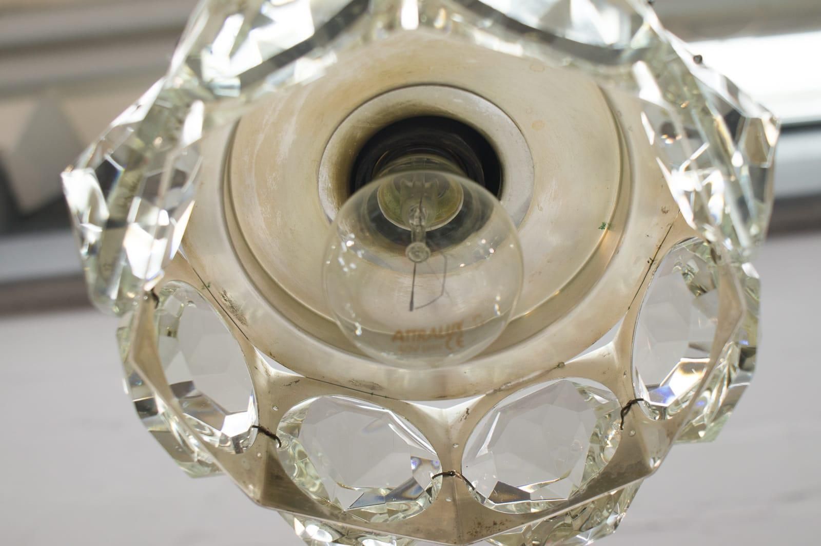 photo for sale Lovely Bakalowits & Söhne Ceiling Lamp With Large Glass Diamonds, 1970s