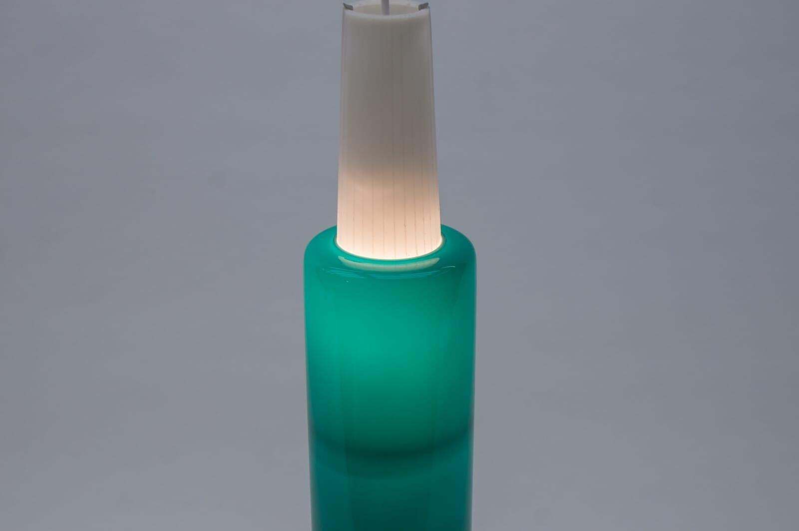 Rare Cylindrical Lamp In Petroleum Colored Milk Glass, 1960s photo buy