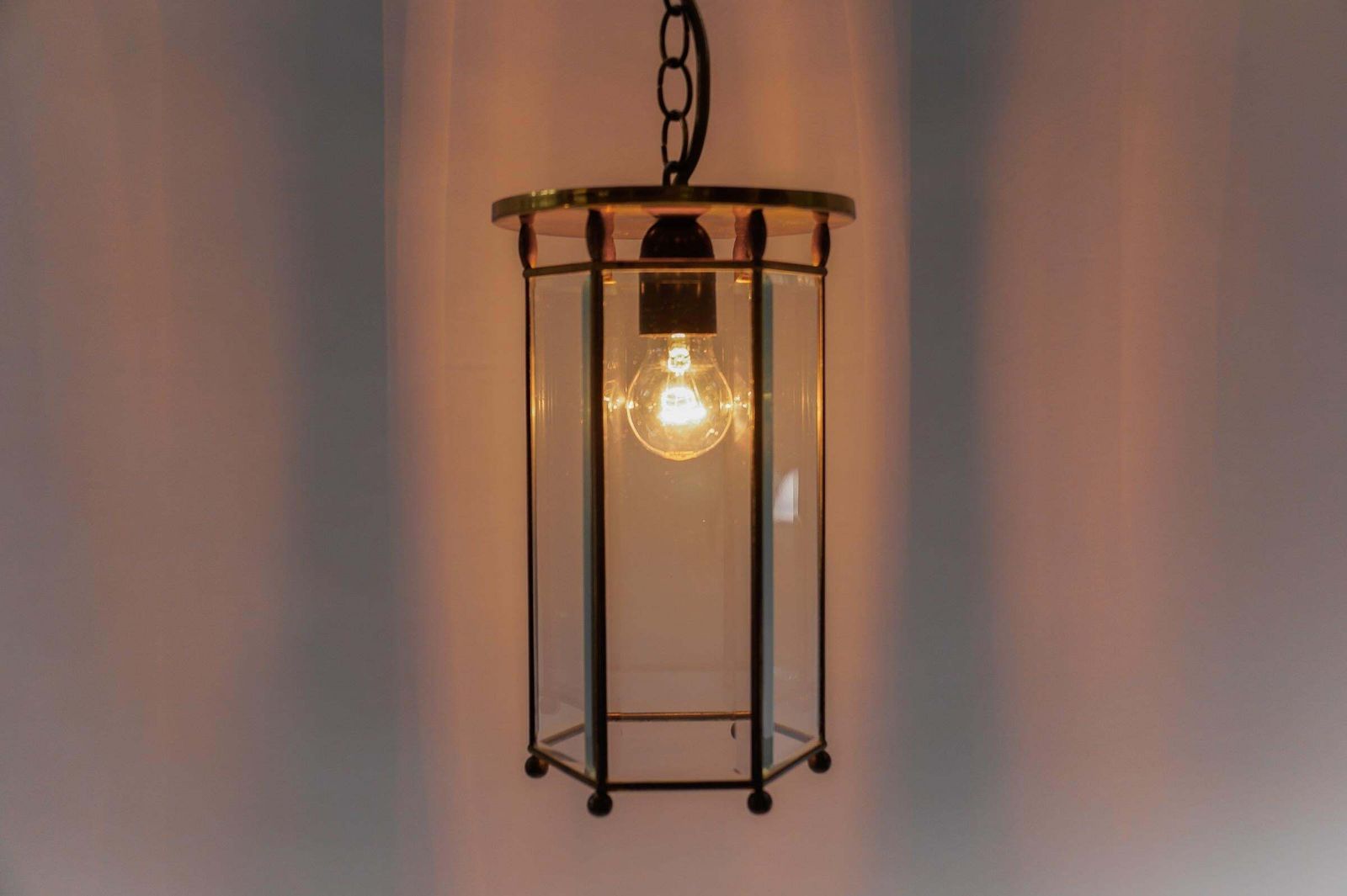 Lovely Adolf Loos Lobmeyr Light Cut Glass And Brass, Austria 1930s photo vintage