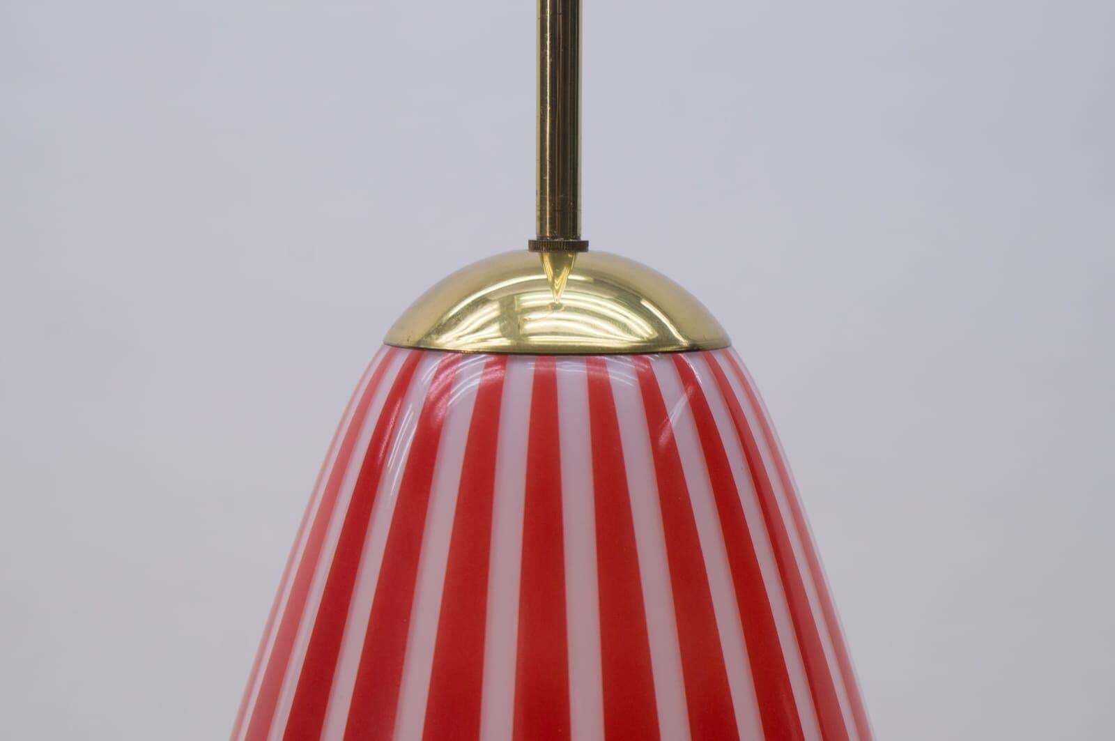 Elegant Mid Century Modern Pendant Lamp Made Of Brass And Glass, 1950s Austria photo vintage