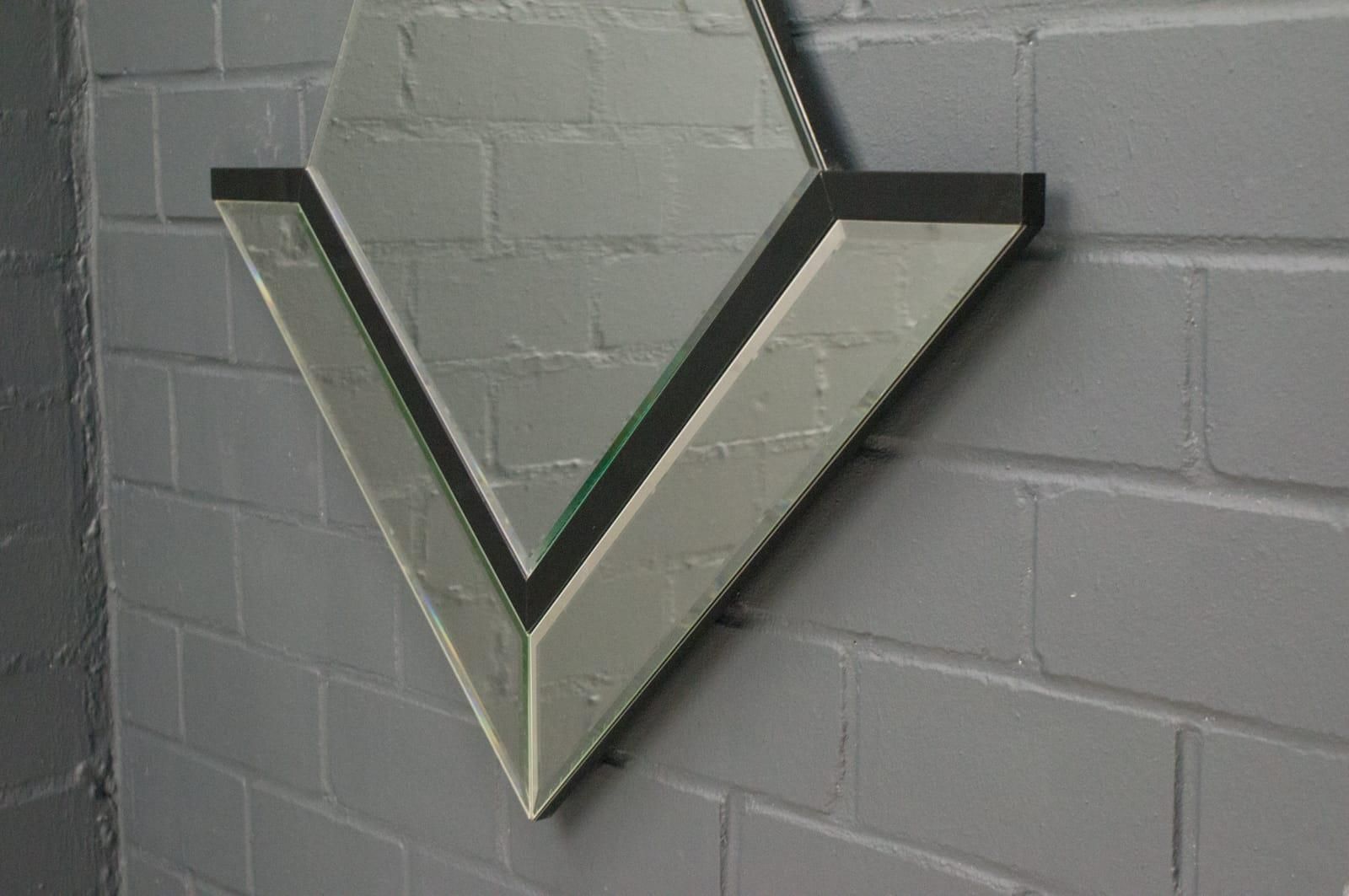 Lovely Diamond Wall Mirror With Faceted Stained Glass Rim By Schönbuch, 1970s photo Home Decor