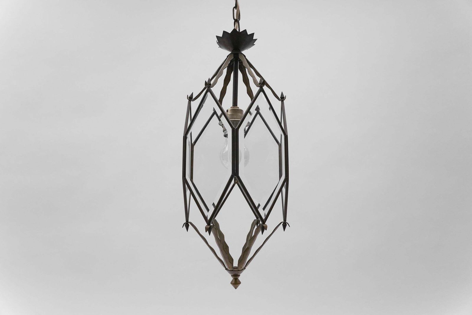 Lovely Adolf Loos Lobmeyr Style Light Beveled Glass And Brass, Austria photo Lighting