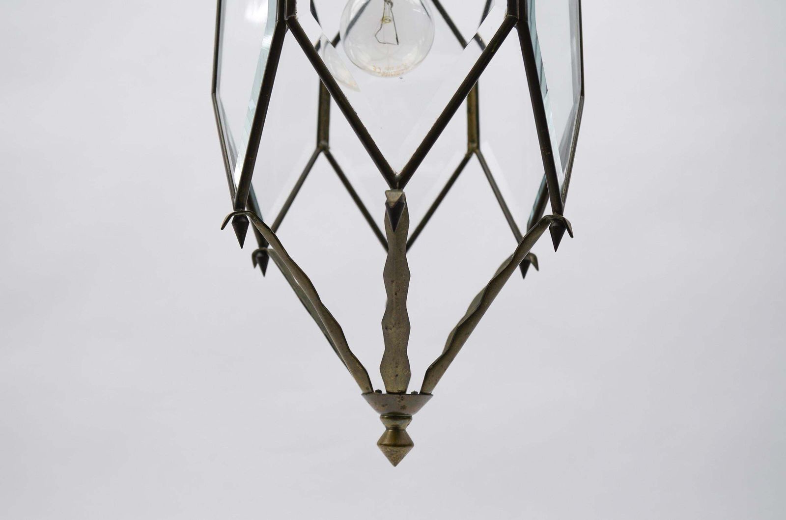 Lighting Lovely Adolf Loos Lobmeyr Style Light Beveled Glass And Brass, Austria photo