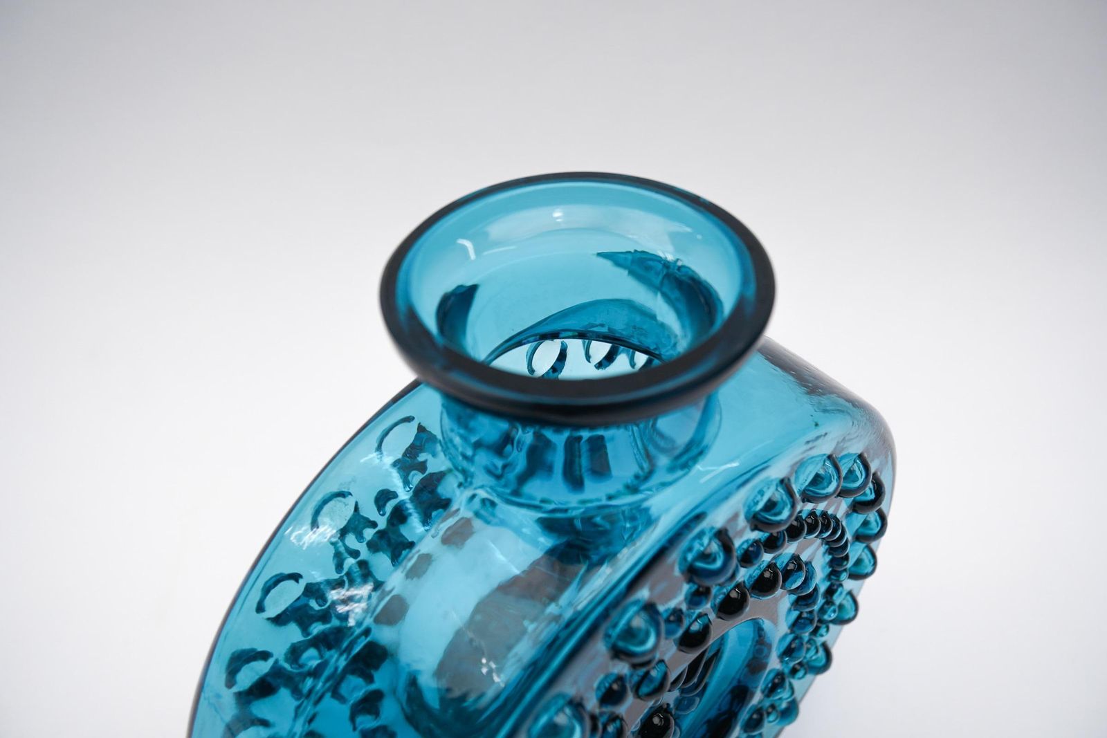 Large Blue Bubble Glass Vase Attributed To Helena Tynell By Jachmann, 1960s photo 637.0
