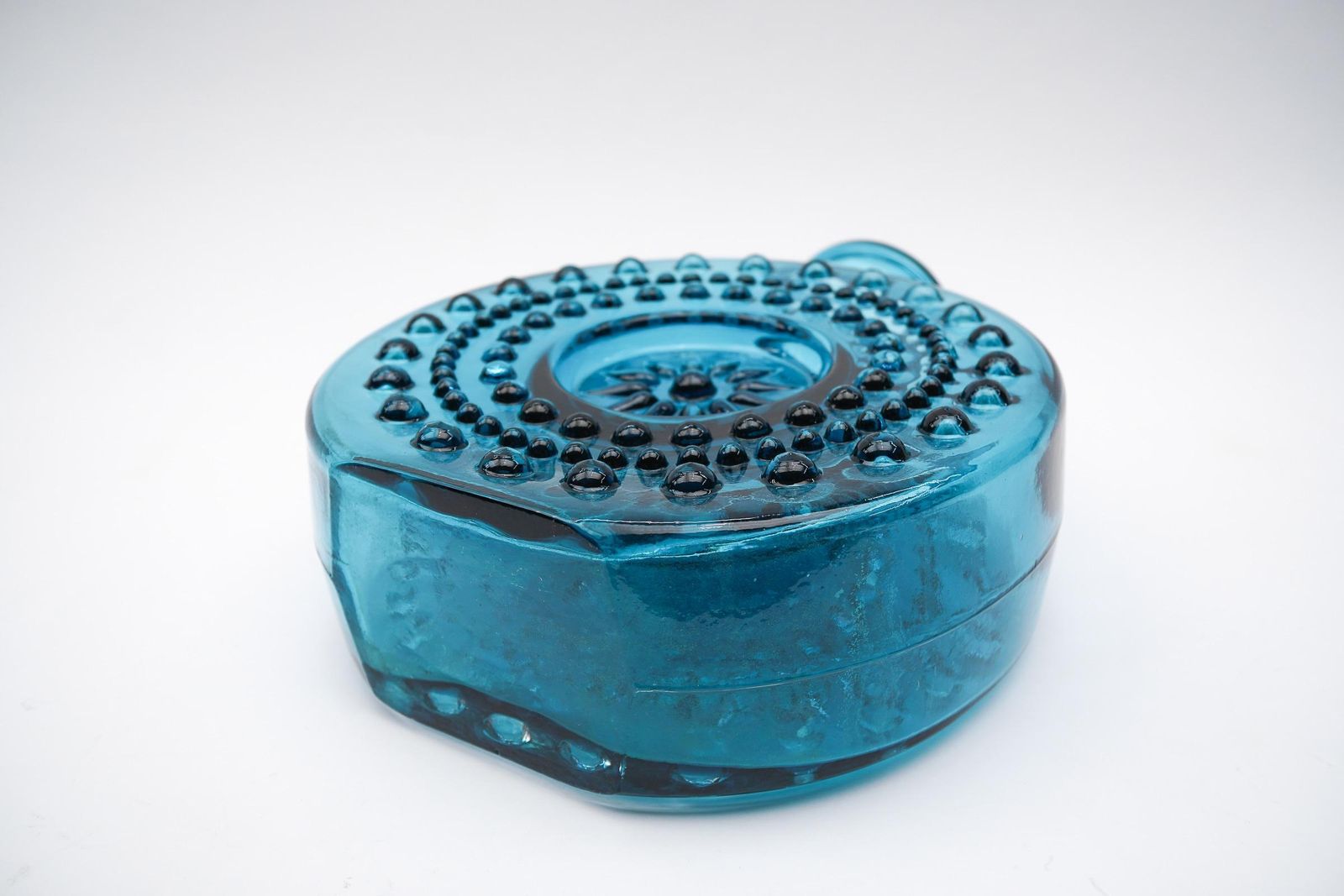 Large Blue Bubble Glass Vase Attributed To Helena Tynell By Jachmann, 1960s photo vinterior