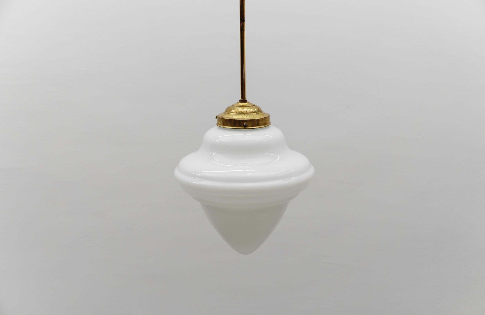 photo buy Extremely Rare Art Deco Stepped Milk Glass And Brass Lamp, 1930s, Germany