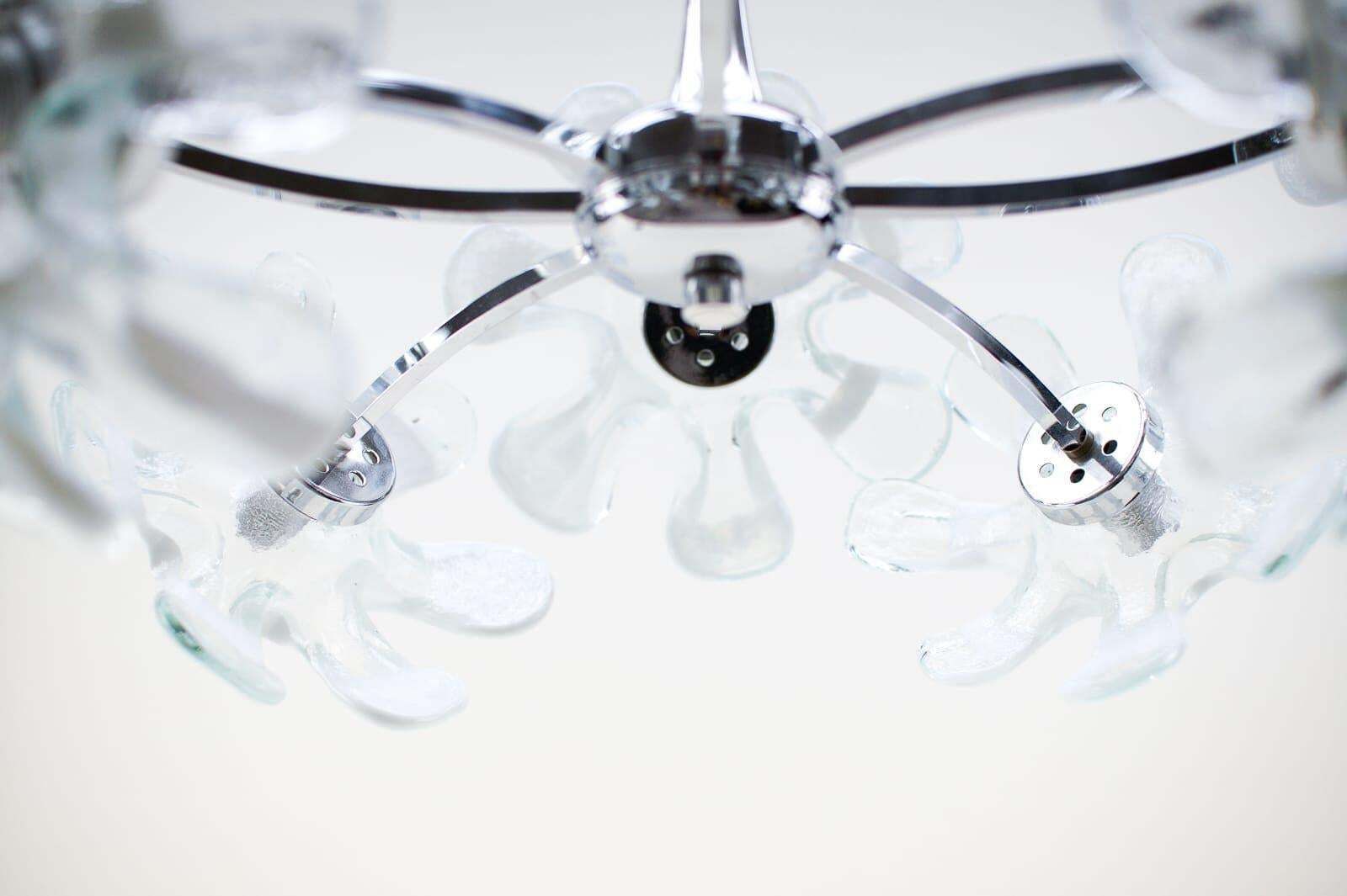 photo vinterior Space Age Chrome And Murano Glass Flowers Sputnik Lamp, 1970s