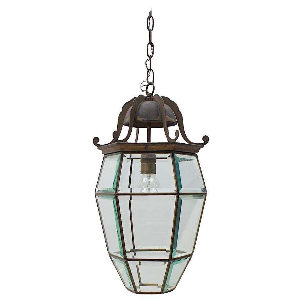 Lovely Adolf Loos Lobmeyr Style Light Cut Glass And Brass, Austria 1930s