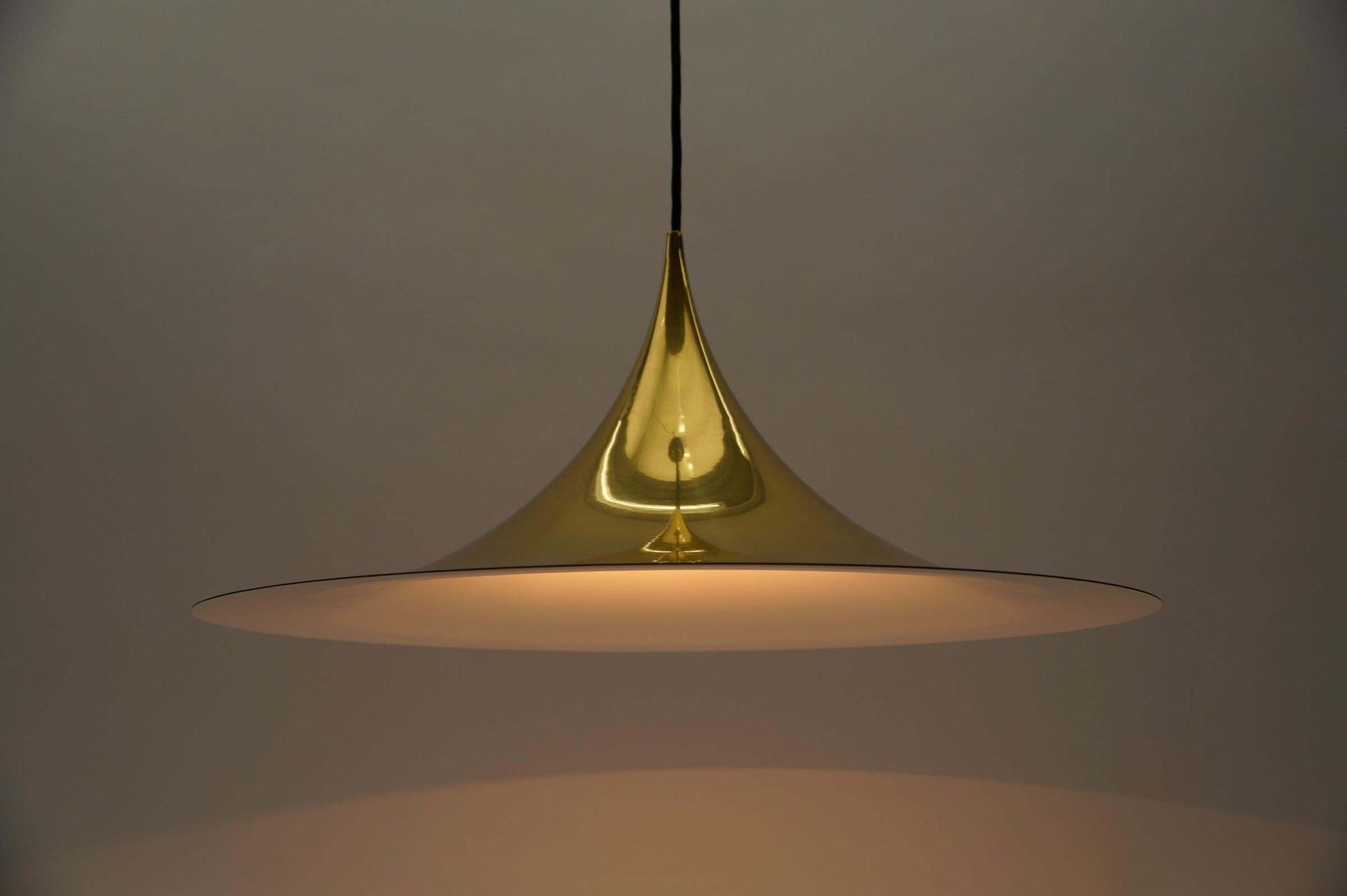 Large Gold Semi Pendant Lamp By Claus Bonderup & Torsten Thorup For Fog & Mørup photo buy
