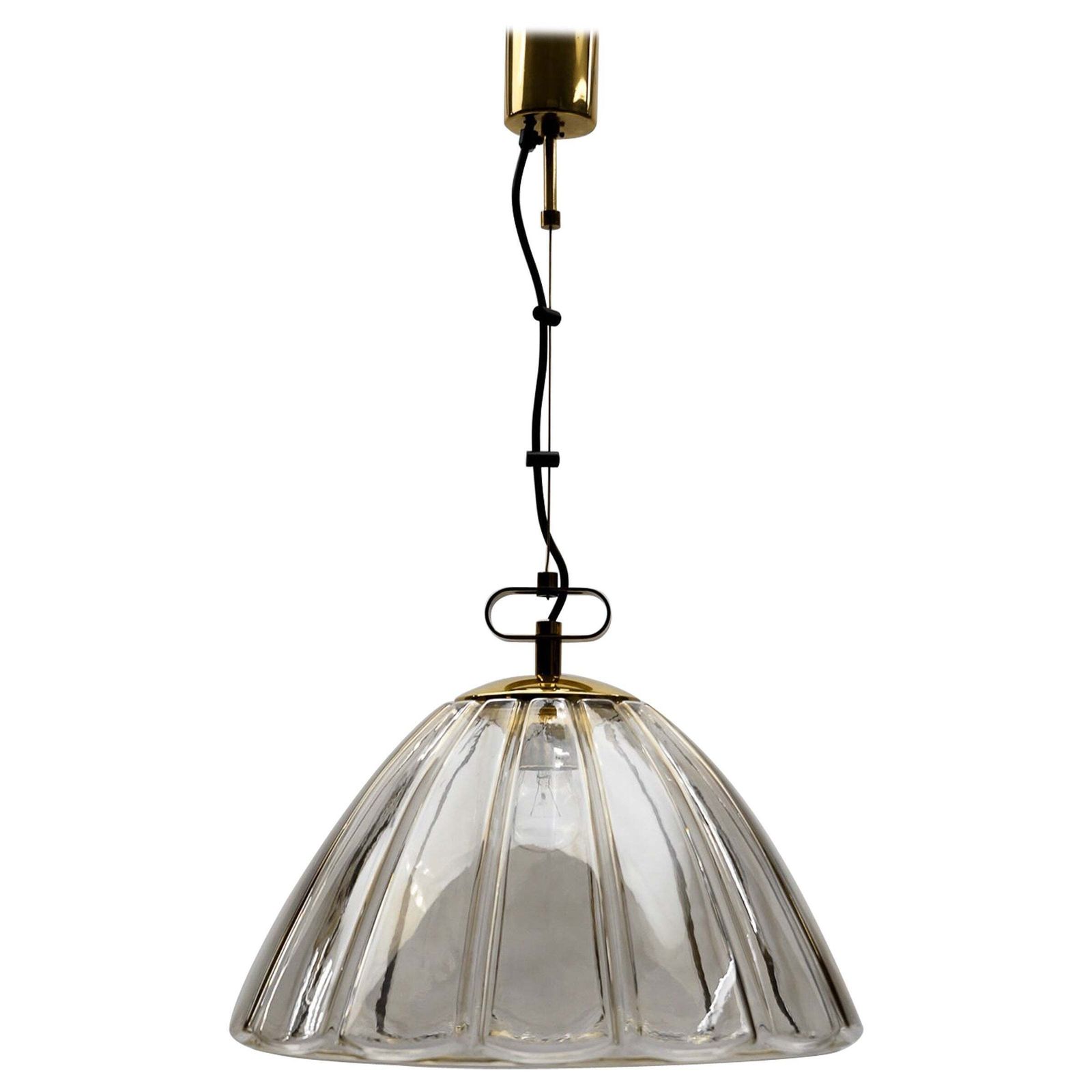 Elegant Mid Century Modern Smoked Glass Pendant Lamp By Limburg, 1960s Germany