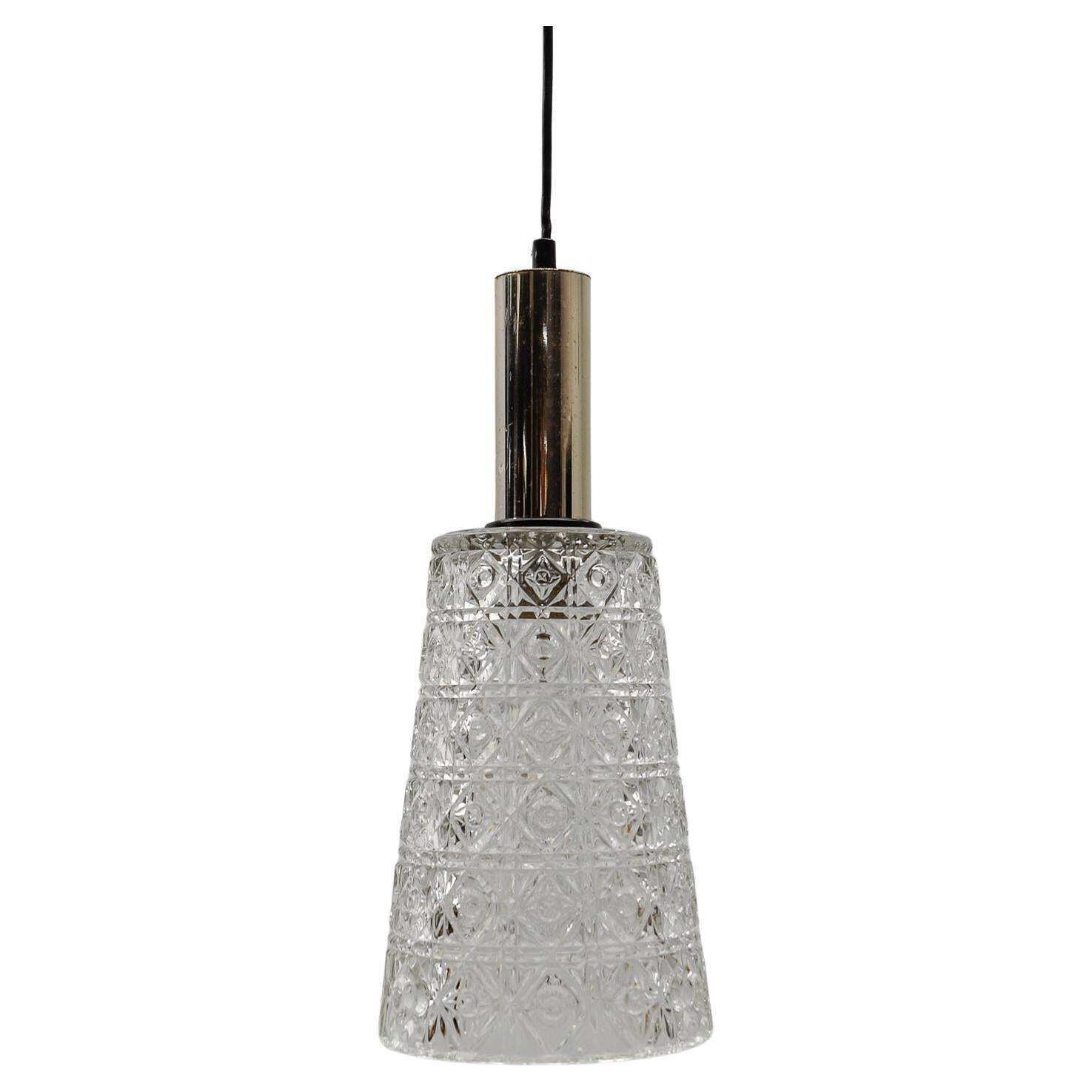 Lovely Mid Century Modern Crystal Glass Pendant Lamp By Orrefors