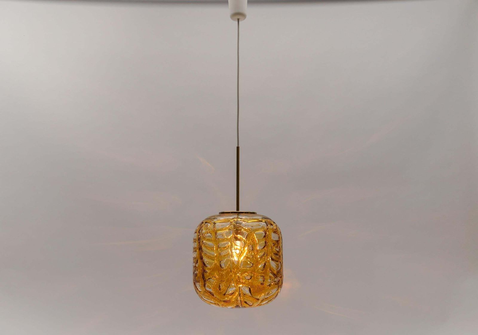 Large Oval Yellow Murano Glass Ball Pendant Lamp By Doria, 1960s Germany photo for sale