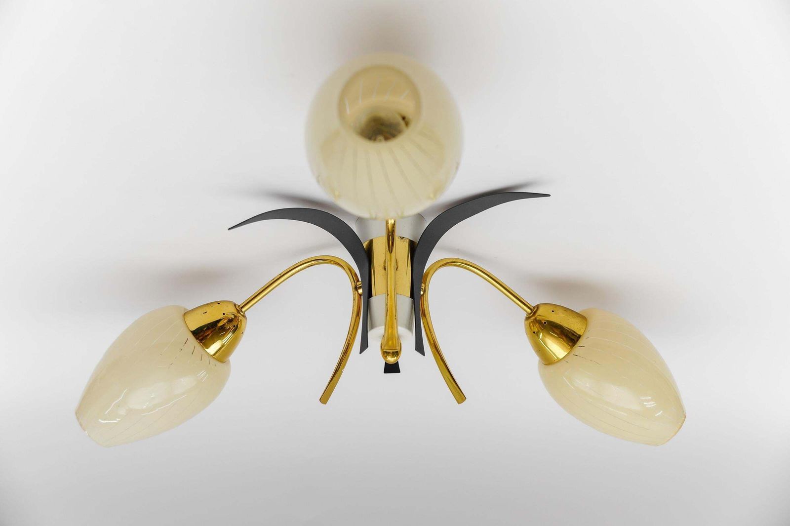 Lovely Mid Century Modern 3 Armed Brass Sputnik Lamp, 1950s Italy photo buy