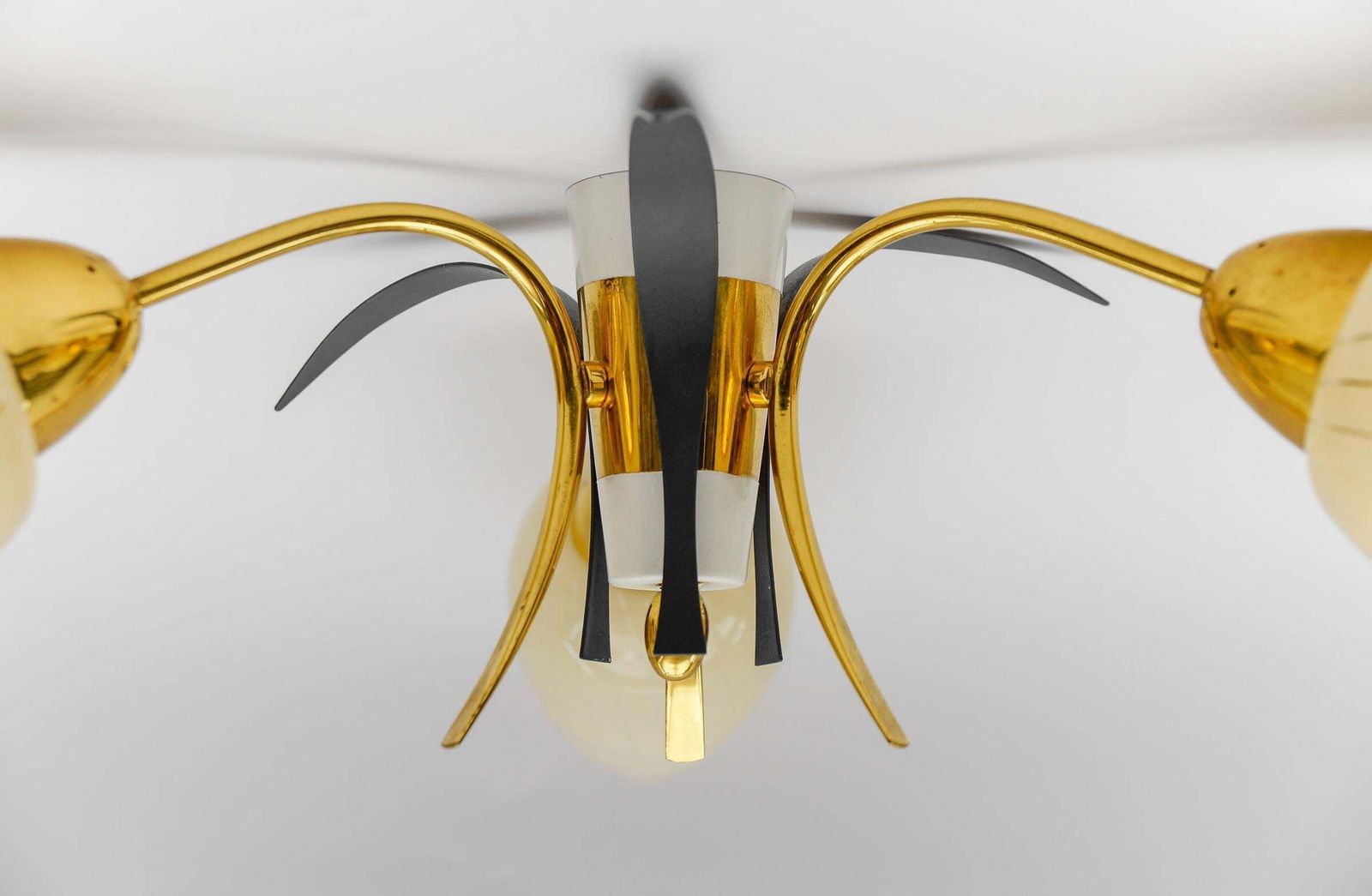 Lovely Mid Century Modern 3 Armed Brass Sputnik Lamp, 1950s Italy photo vintage