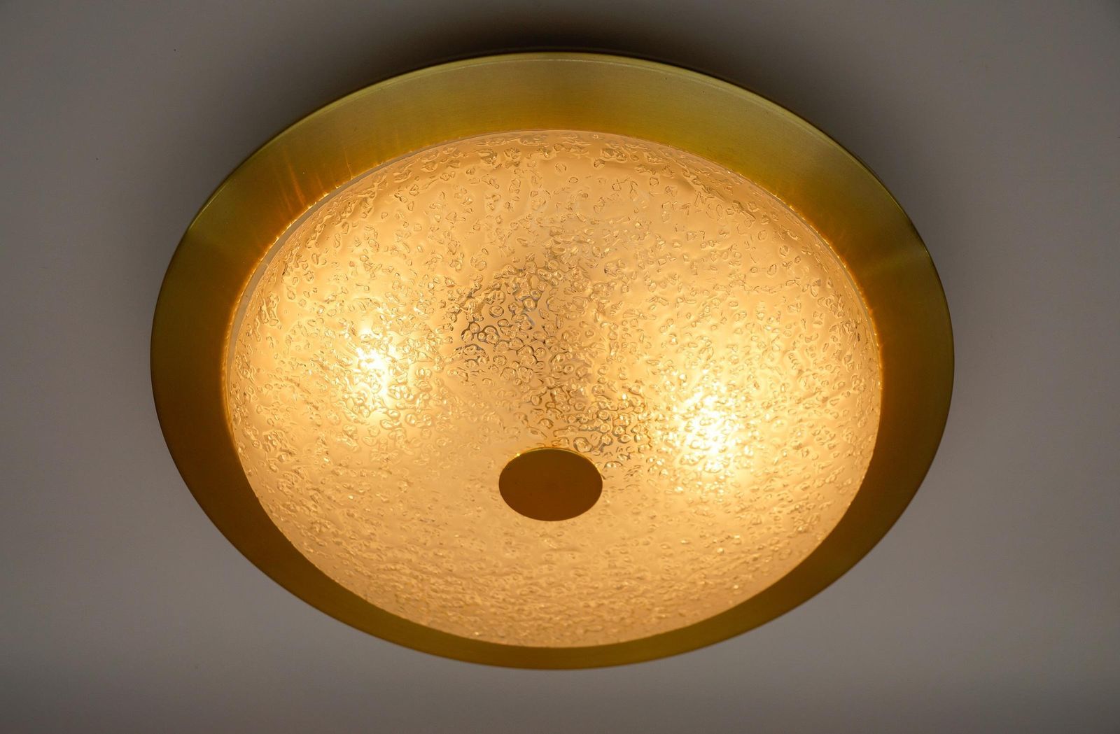 1062.0 Huge And Elegant Frosted Ice Glass Flush Mount Light Or Wall Lamp, 1960s Germany photo