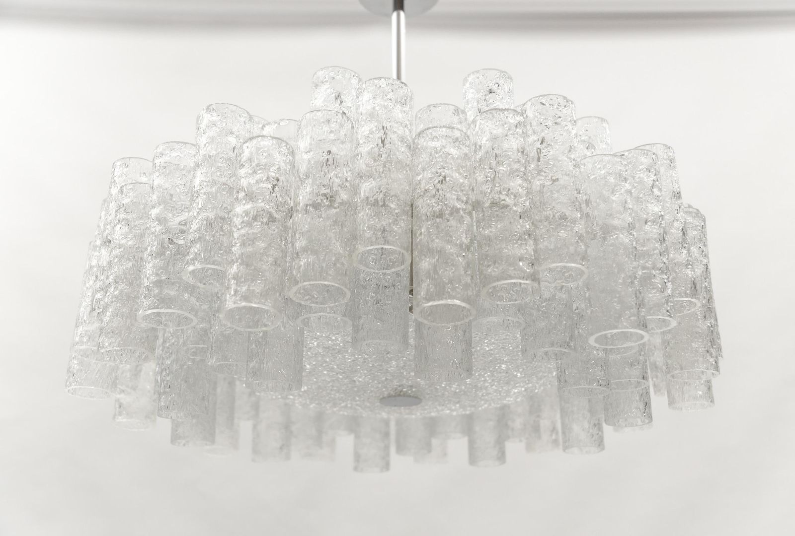 German Two Tiered Ice Glass Chandelier From Doria Leuchten, 1960s photo buy