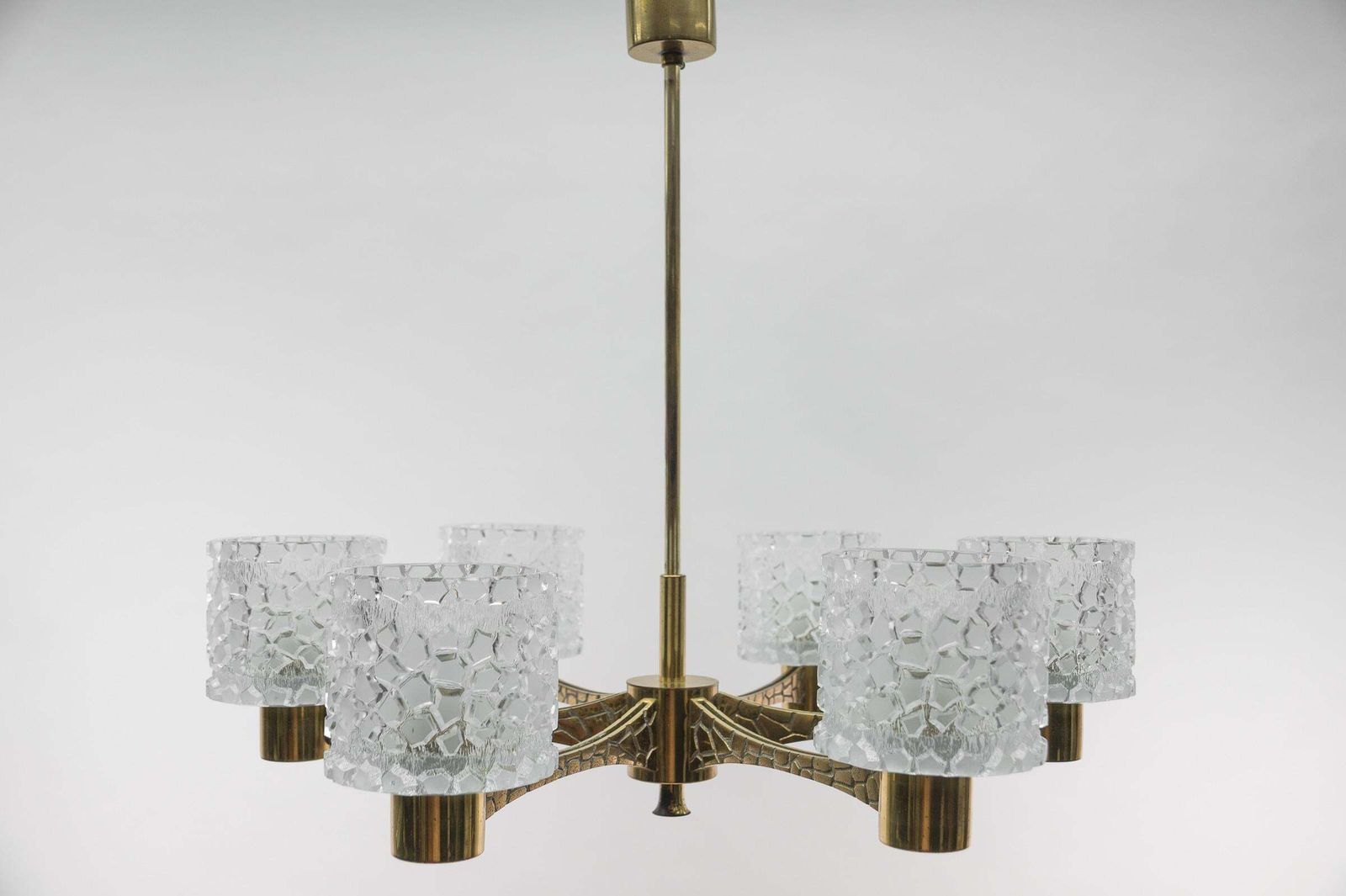 Massive Brass And Crystal Glass Mid Century Modern 6 Armed Sputnik Lamp, 1950s. photo furniture