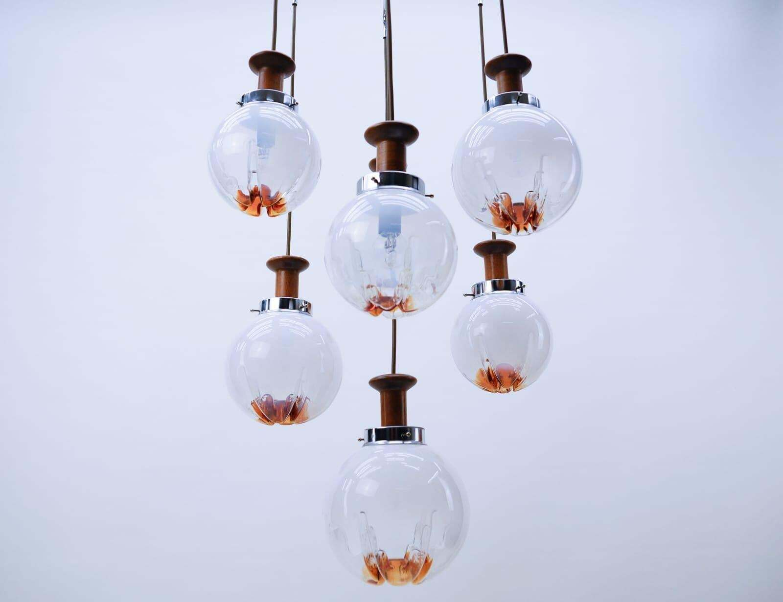 Very Rare Mazzega Murano Glass Cascading Lamp From Italy, 1960s photo for sale