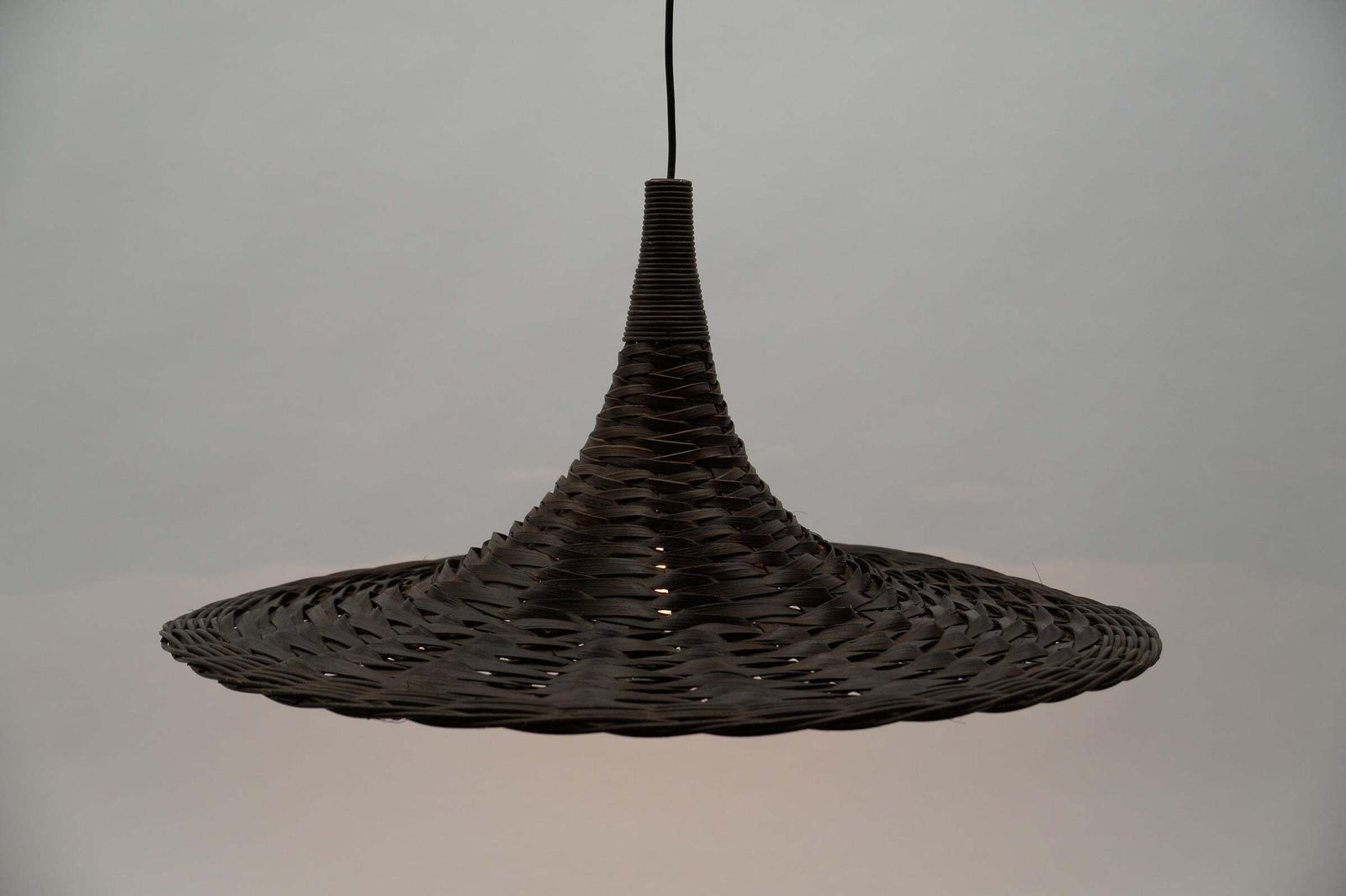 Lovely Mid Century Modern Rattan Wicker Tulip Ceiling Lamp, 1960s photo vintage
