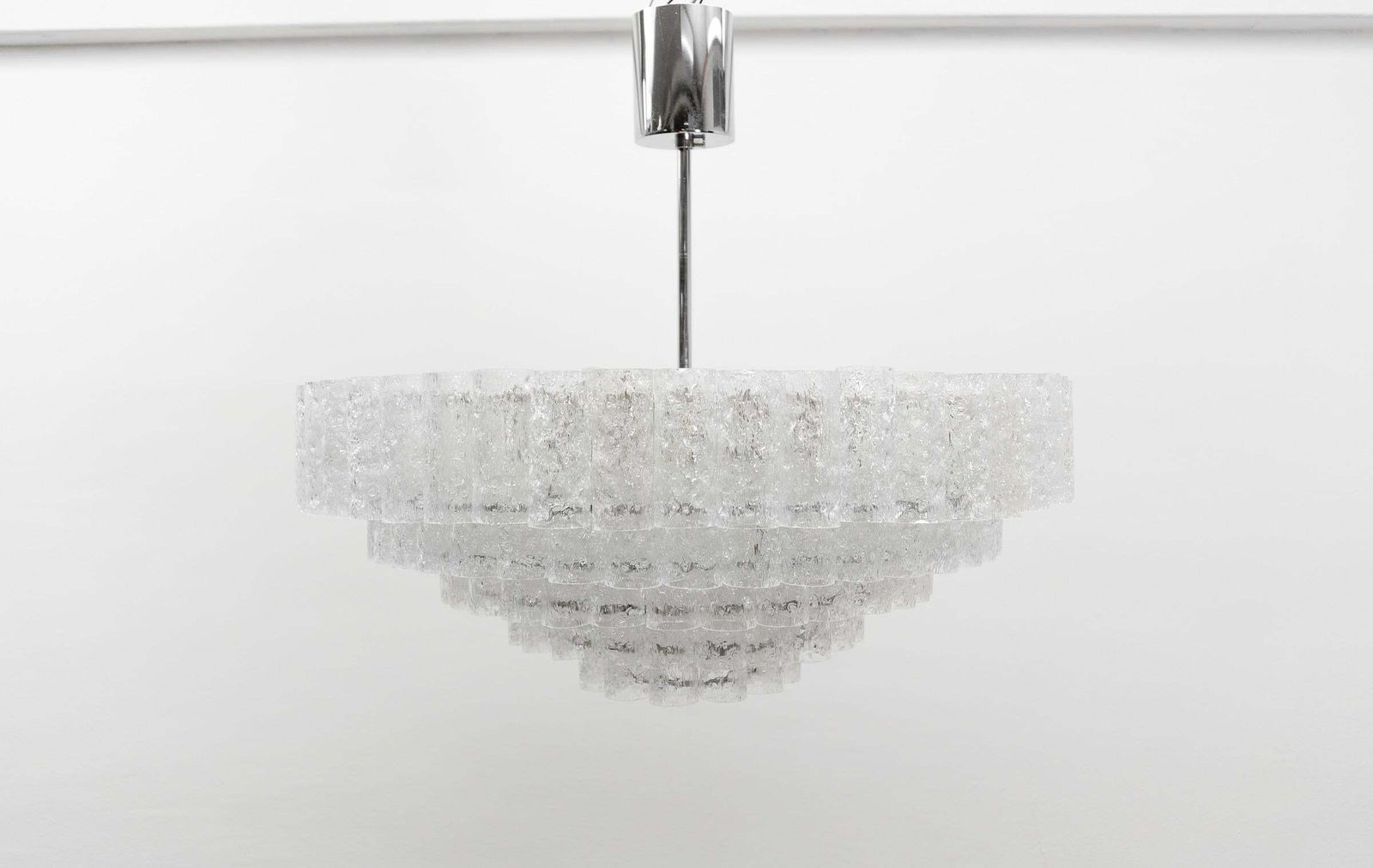 Exravagant German 5 Tiered Ice Glass Chandelier By Doria Leuchten, 1960s photo furniture